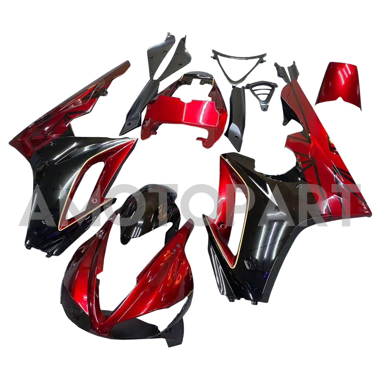 Amotopart 2009-2012 Triumph Daytona 675 Kit de carénage noir rouge noir brillant