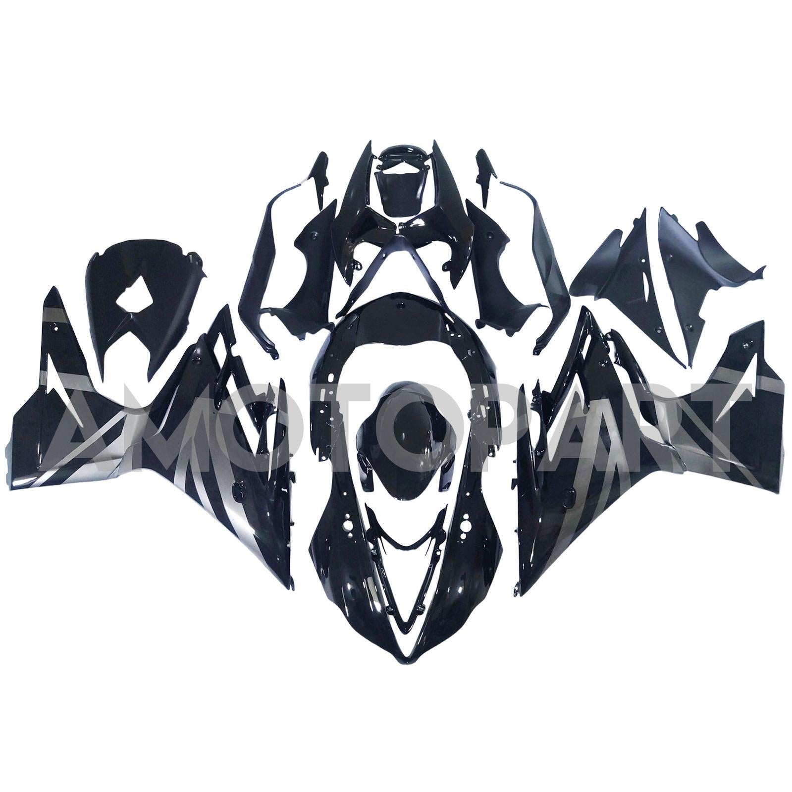 Amotopart 2013-2017 Triumph Daytona 675 Glossy Black Grey Fairing Kit