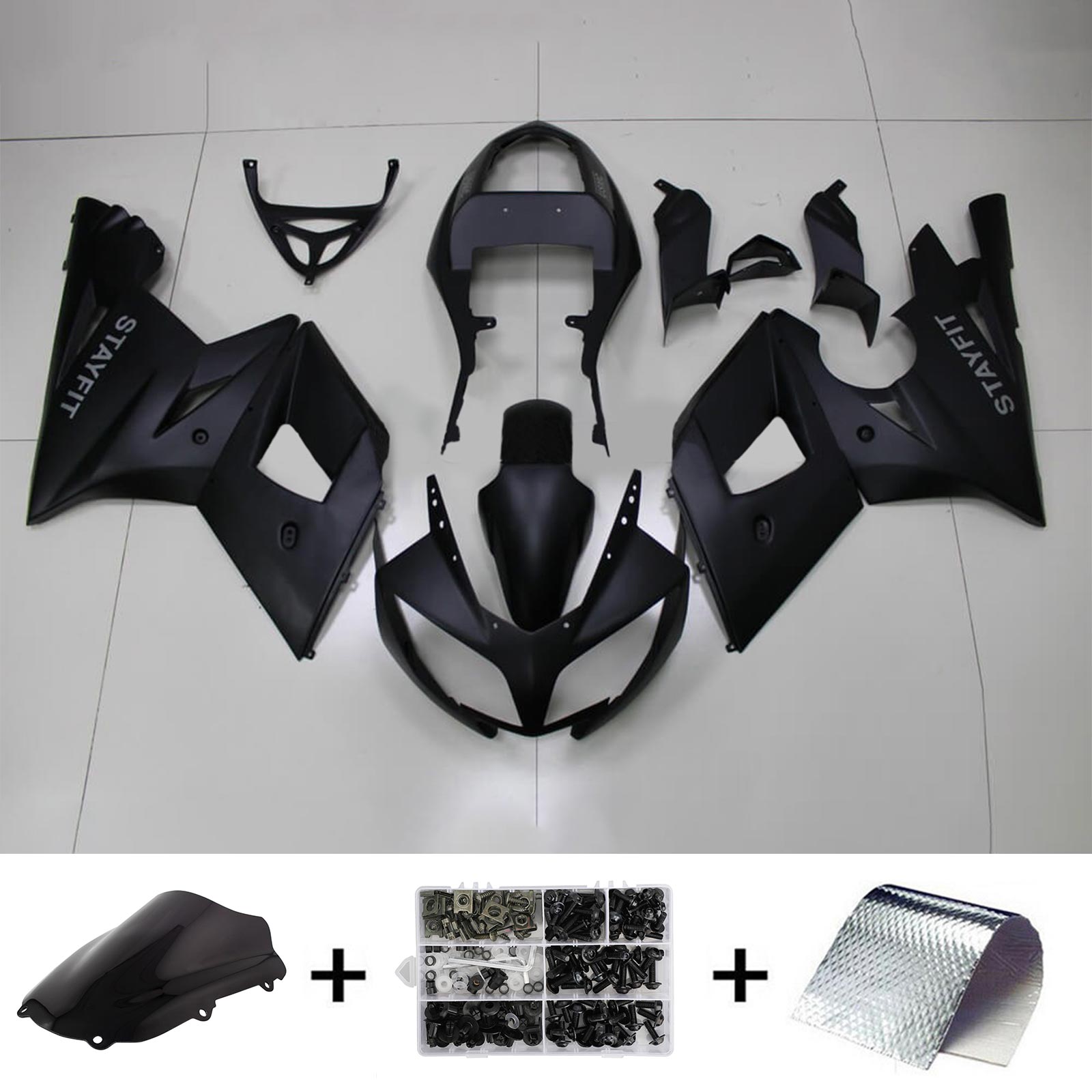 Amotopart Triumph 2002-2005 Daytona 600/650 Kit de carénage noir mat