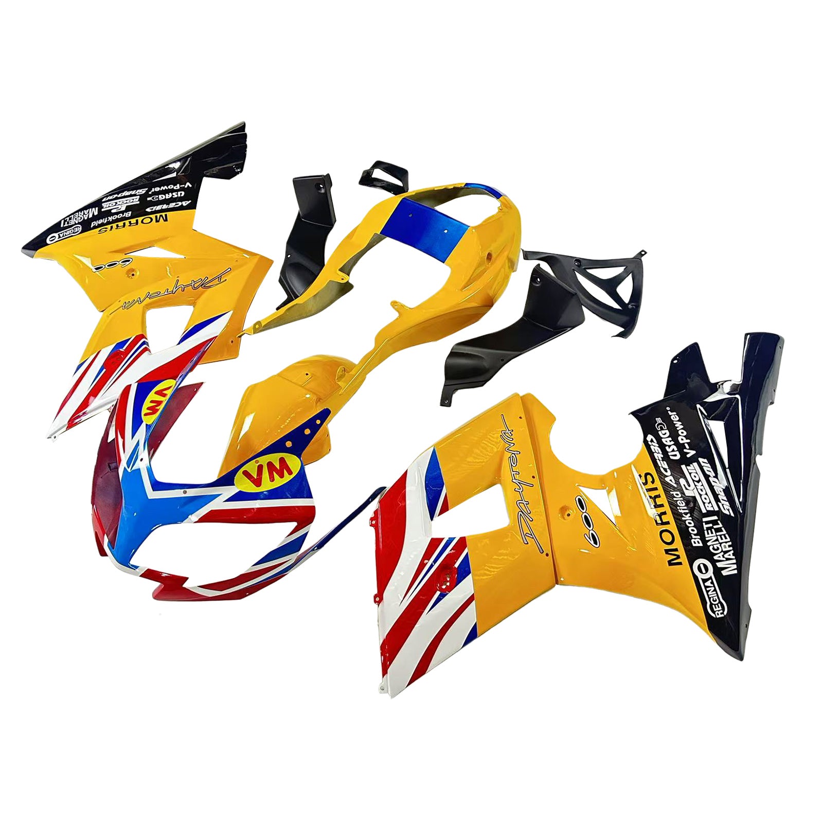 Amotopart 2002-2005 Triumph Daytona 600 650 Yellow with Flag Fairing Kit