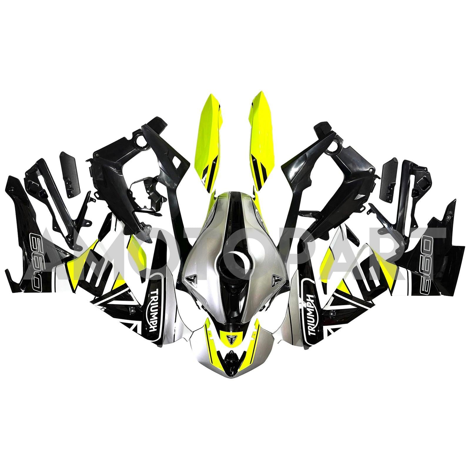 Amotopart 2024-2025 Triumph Daytona 660 Black White Yellow Fairing Kit