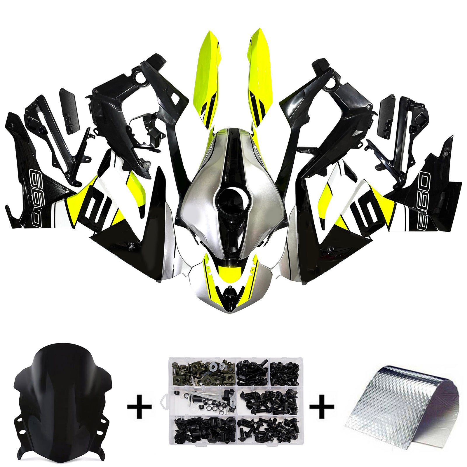 Amotopart 2024-2025 Kit carena Triumph Daytona 660 Nero Bianco Giallo
