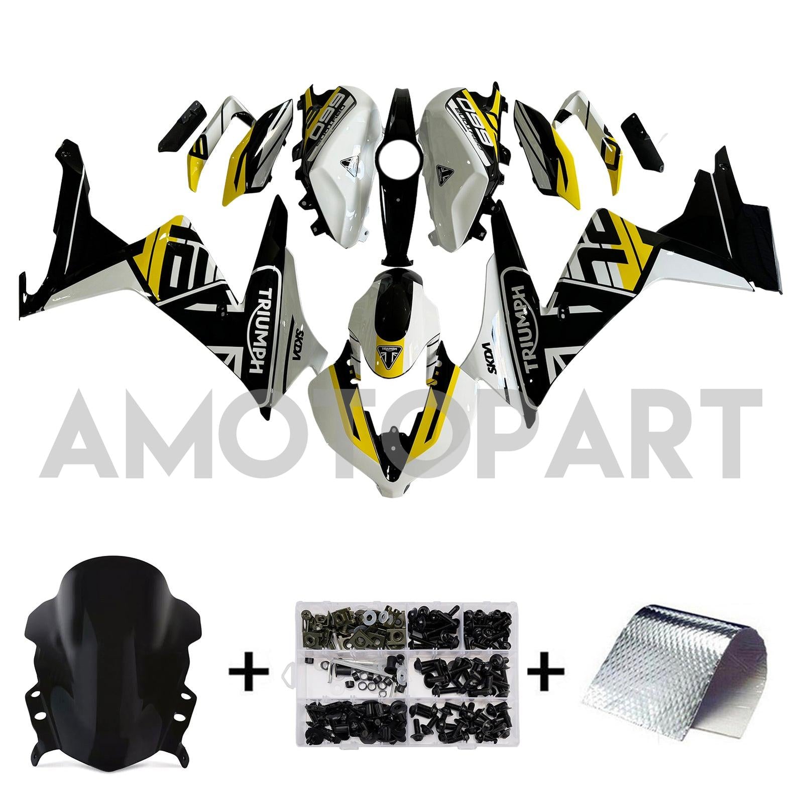AMOTOPT 2024-2025 Triumph Daytona 660 Kit de carenagem branca preta amarela