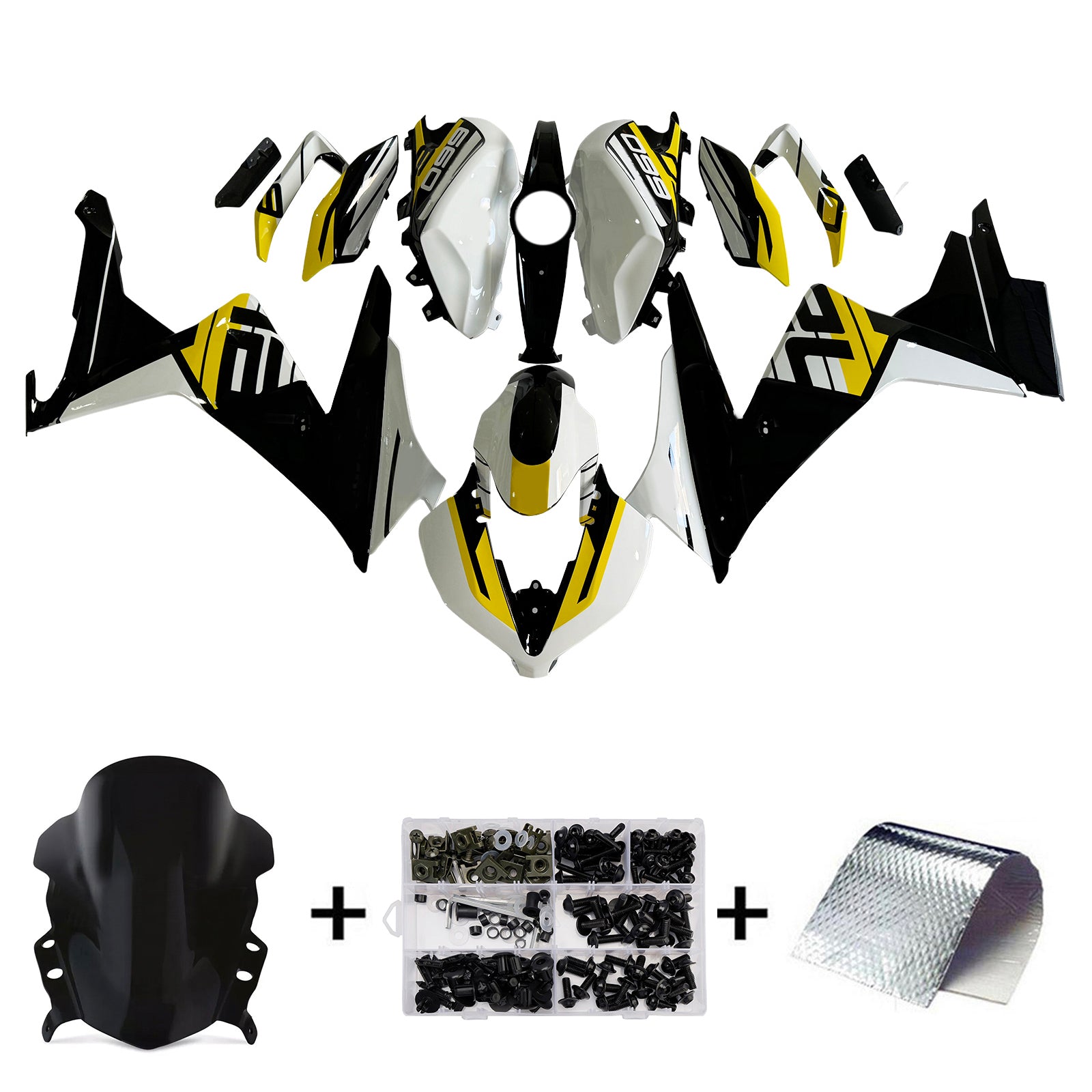 Amotopart 2024-2025 Triumph Daytona 660 Yellow Black White Fairing Kit
