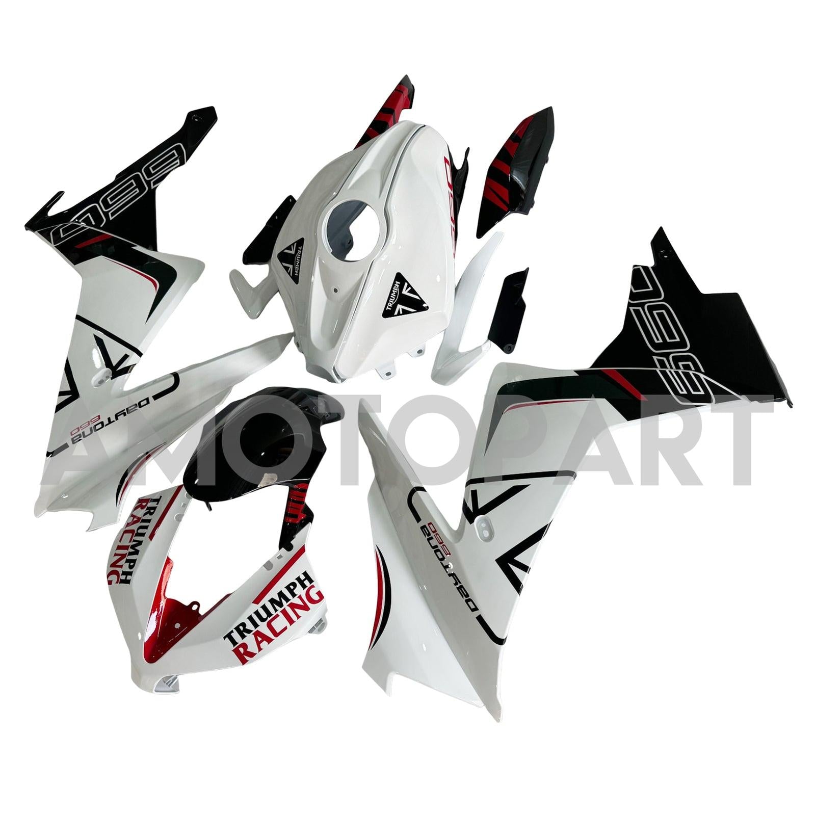 Amotopart 2024-2025 Triumph Daytona 660 Kit de carénage blanc noir rouge