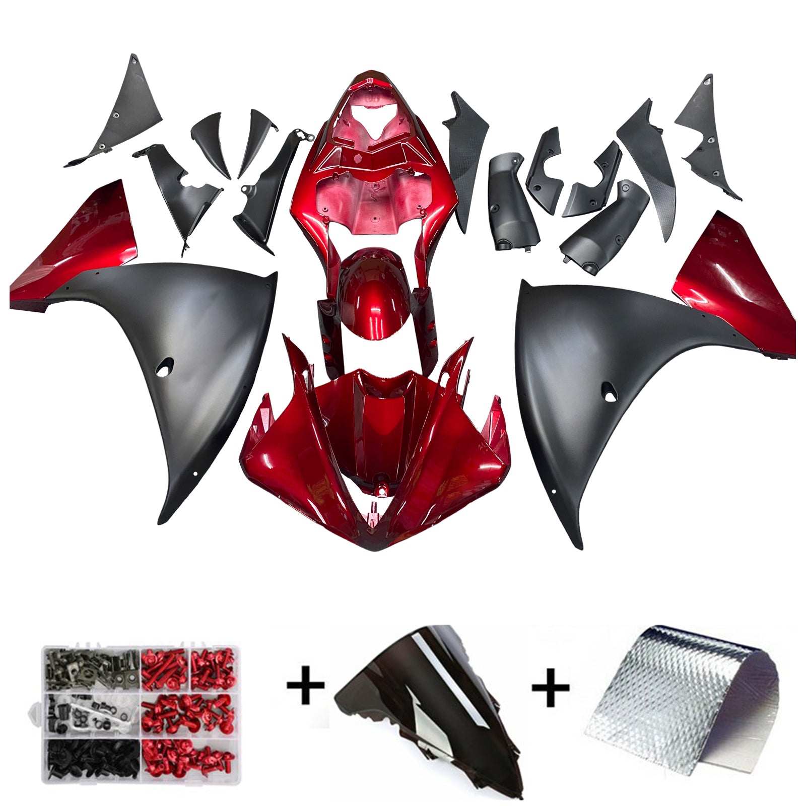 Amotopart 2009-2011 YZF R1 Yamaha Fairing Red Black Kit