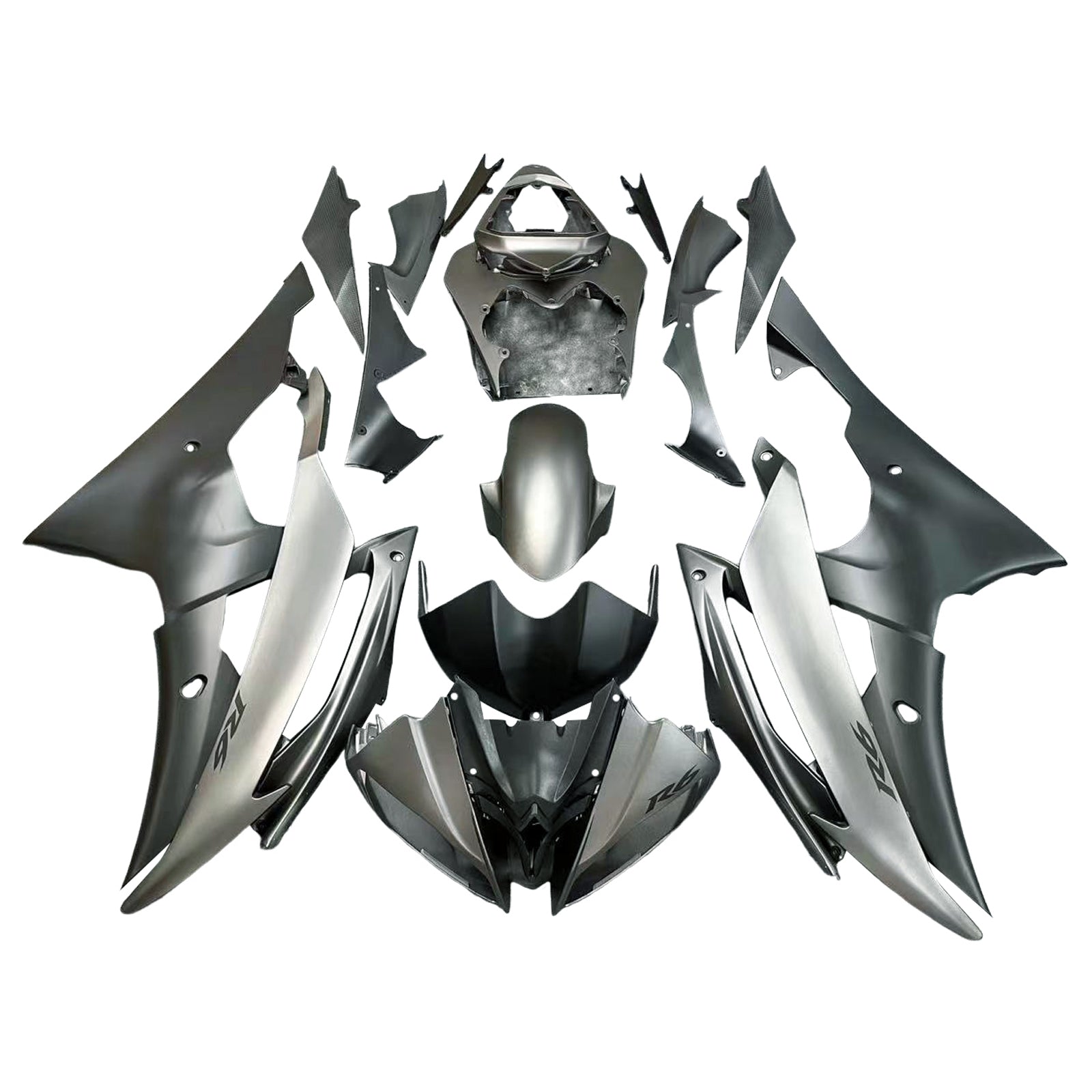 Amotopart 2008-2016 YAMAHA YZF-R6 Fairing Gray Black Fairing Kit