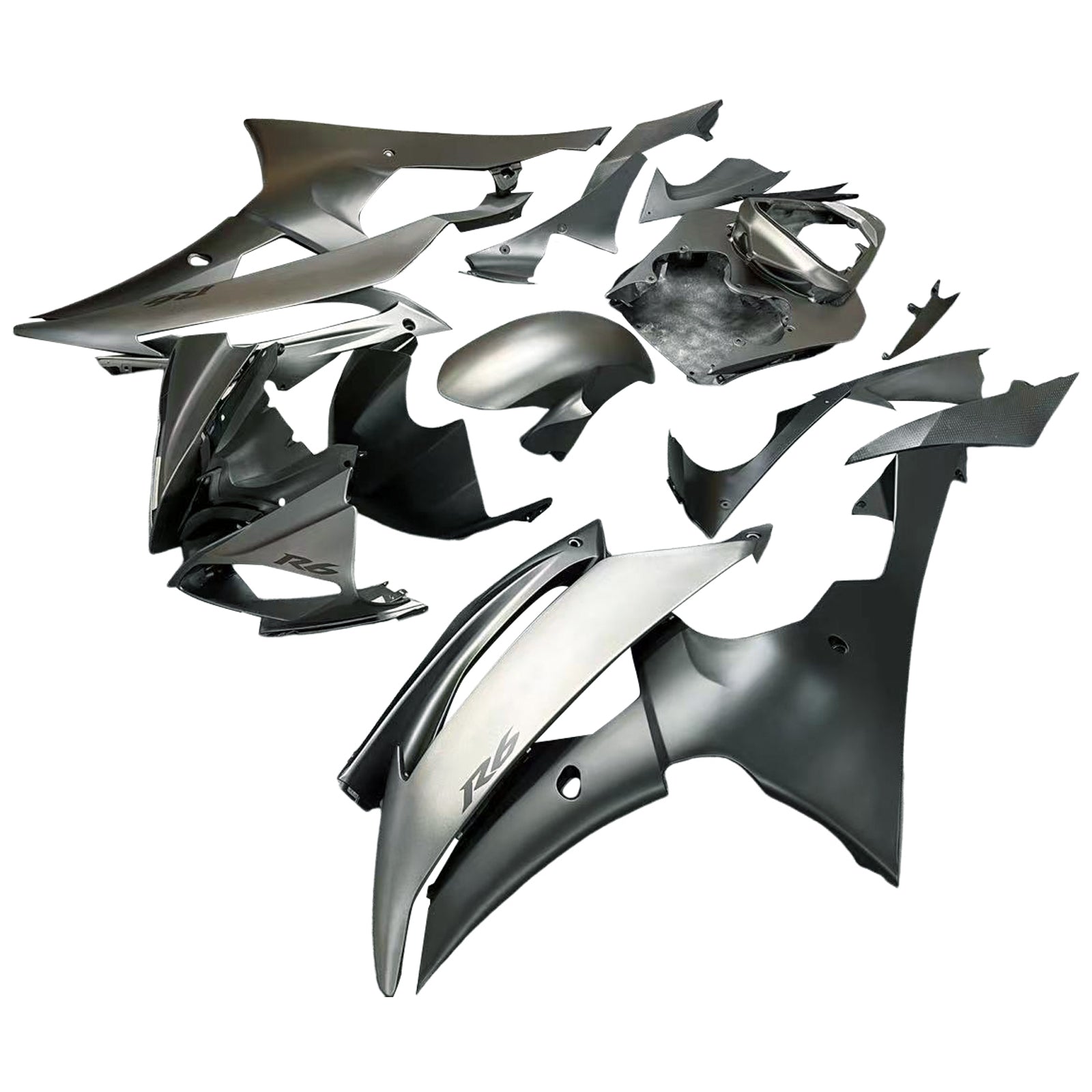 Amotopart 2008-2016 YAMAHA YZF-R6 Fairing Gray Black Fairing Kit