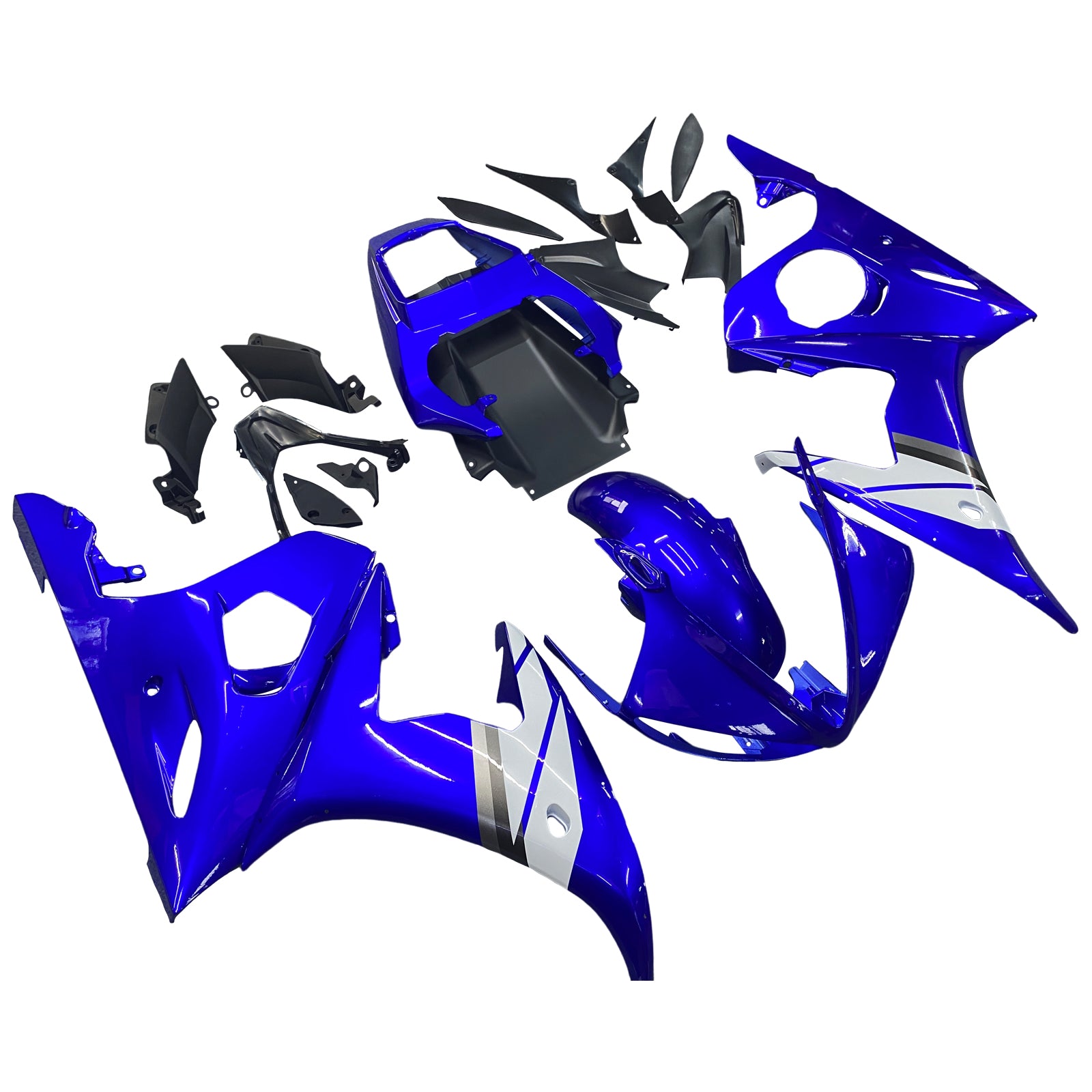 Amotopart 2003 2004 Yamaha YZF R6 Fairing Blue White Kit