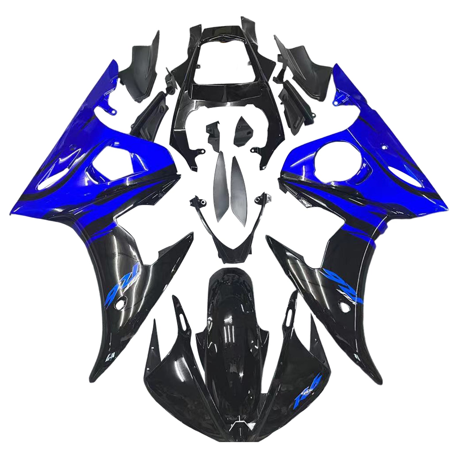 Amotopart 2003 2004 Yamaha YZF R6 Fairing Blue Black Kit