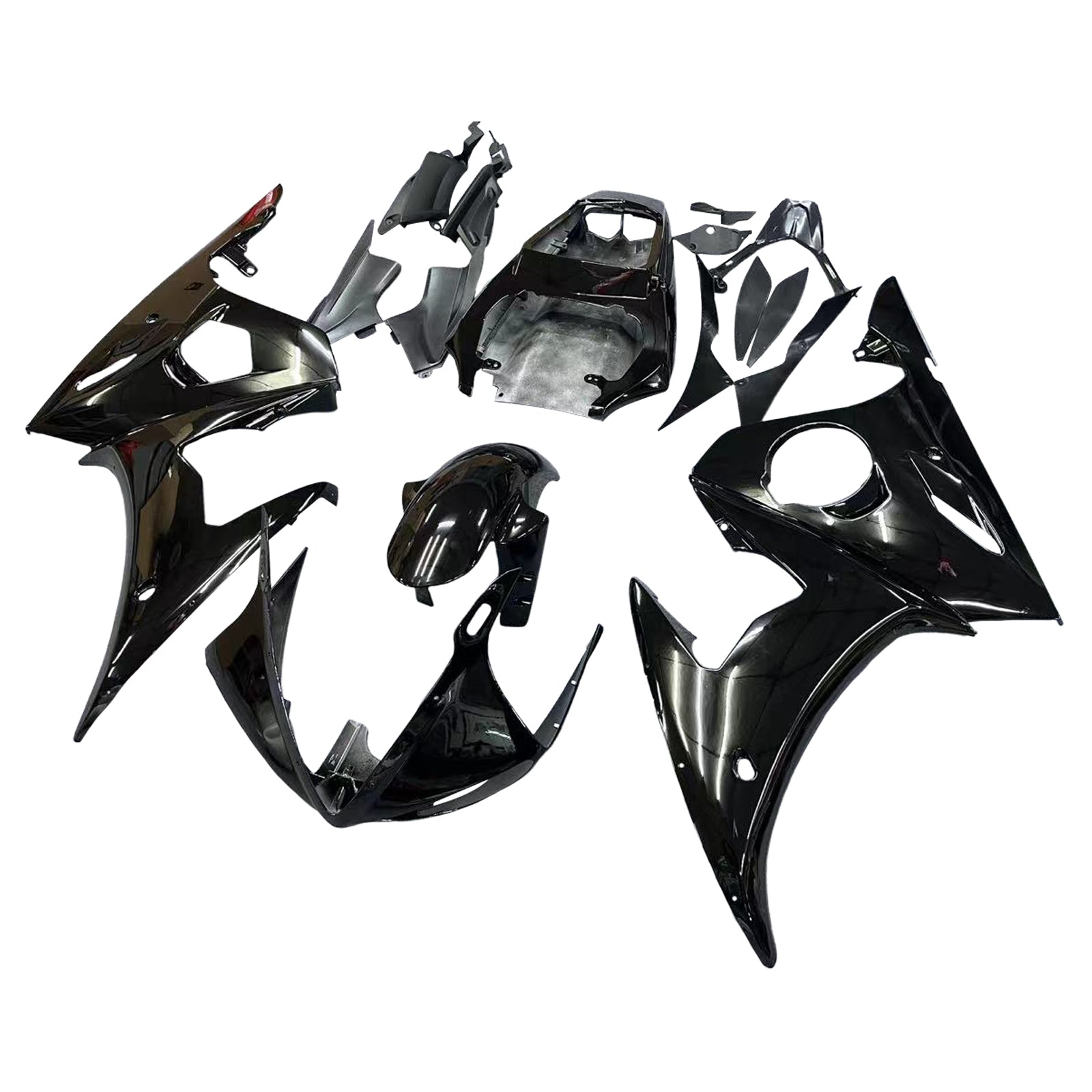 Amotopart 2005 Yamaha YZF R6 Kit de carenado negro brillante