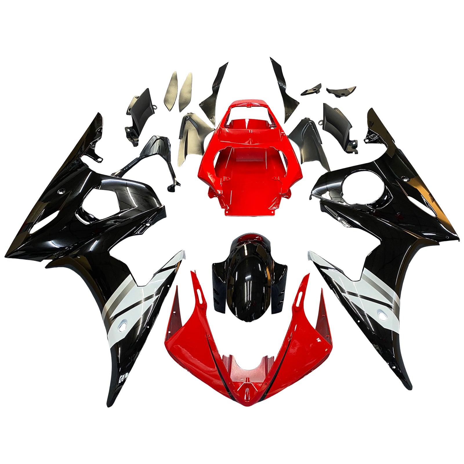 Amotopart 2005 Yamaha YZF R6 Fairing Red White Kit