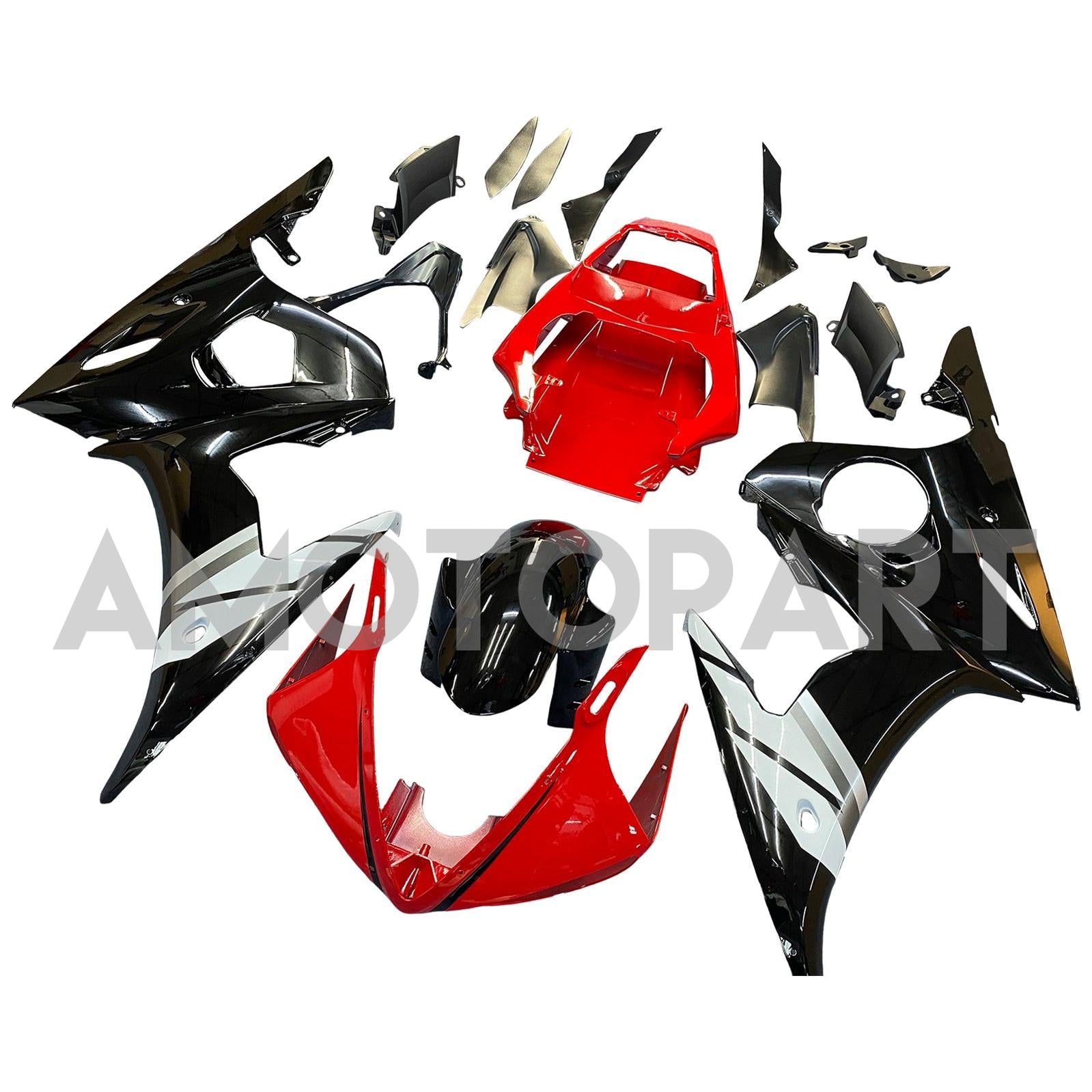Amotopart 2005 Yamaha YZF R6 Verkleidung Rot Weiß Kit