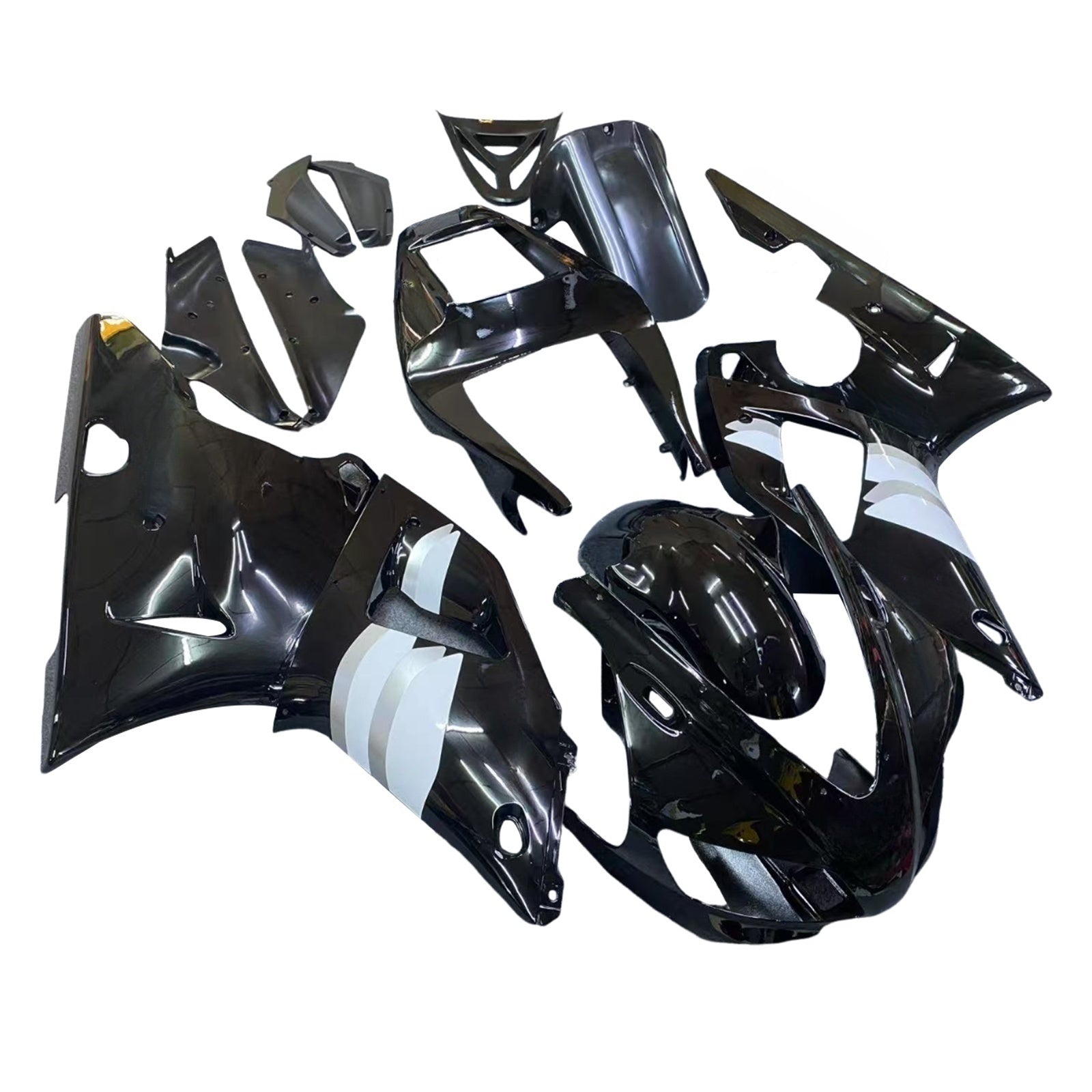 Amotopart 1998-1999 Yamaha YZF 1000 R1 Black&White Fairing Kit