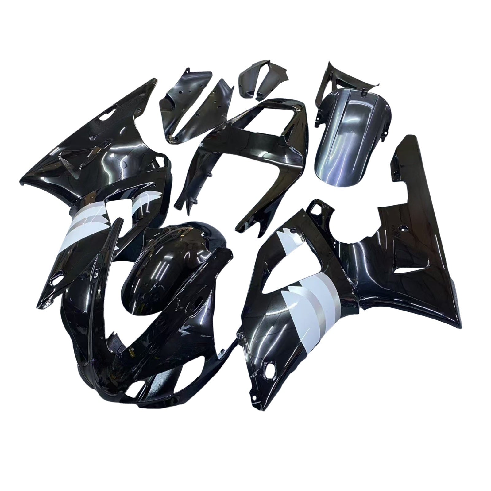 Amotopart 1998-1999 Yamaha YZF 1000 R1 Black&White Fairing Kit