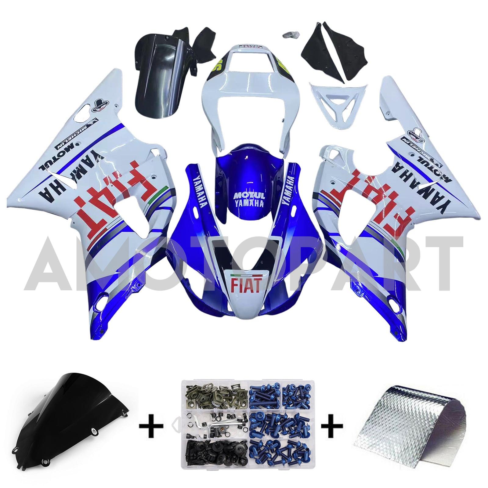 Amotopart 1998-1999 Yamaha YZF 1000 R1 Blue&White Style2 Fairing Kit