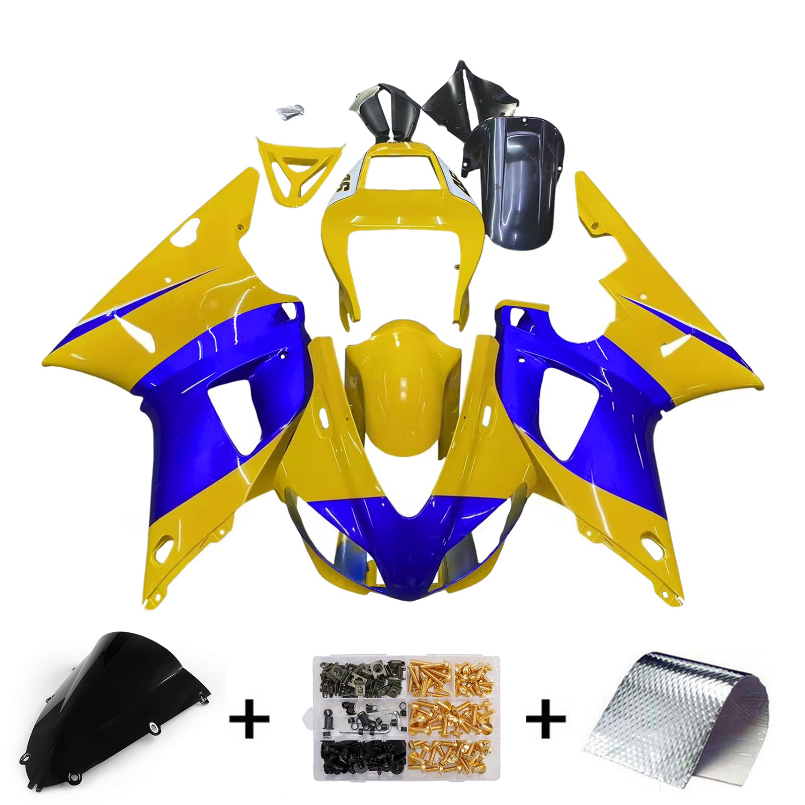Amotopart 1998-1999 Yamaha YZF 1000 R1 Yellow&Blue Fairing Kit