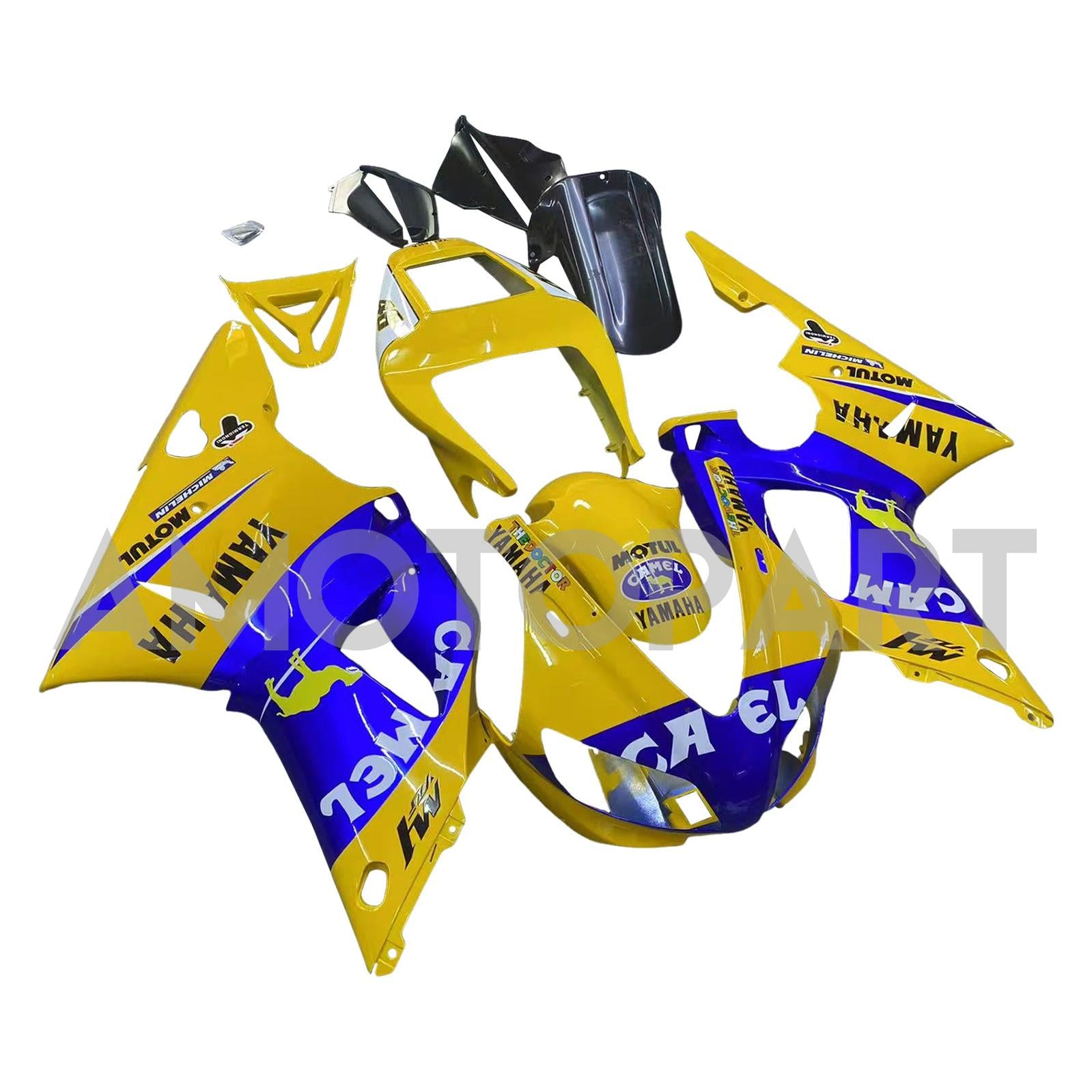 Amotopart 1998-1999 Yamaha YZF 1000 R1 Yellow&Blue Fairing Kit