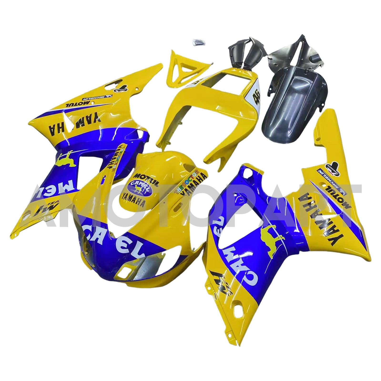 Amotopart 1998-1999 Yamaha YZF 1000 R1 Yellow&Blue Fairing Kit