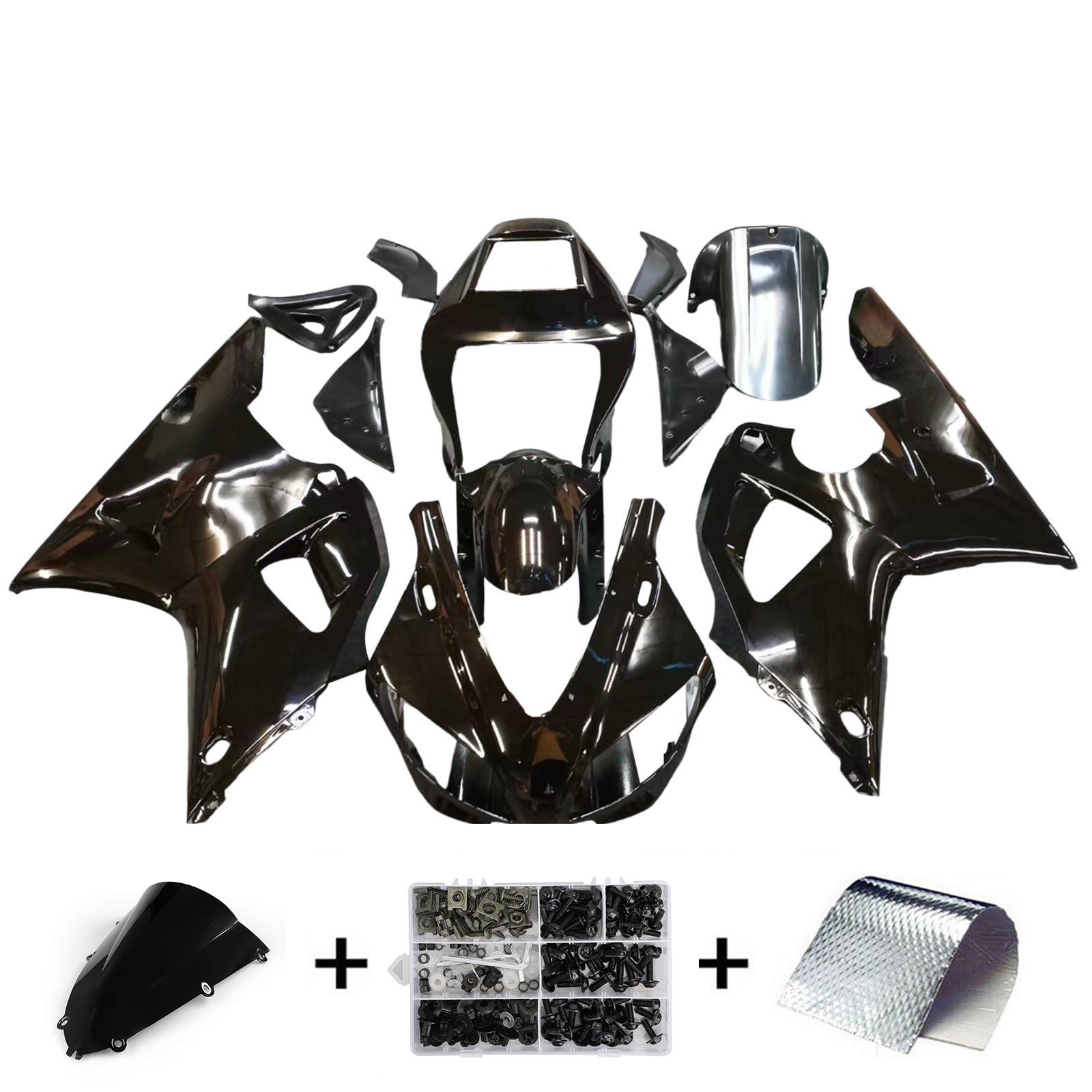 Amotopart 1998-1999 Yamaha YZF 1000 R1 Gloss Black Fairing Kit