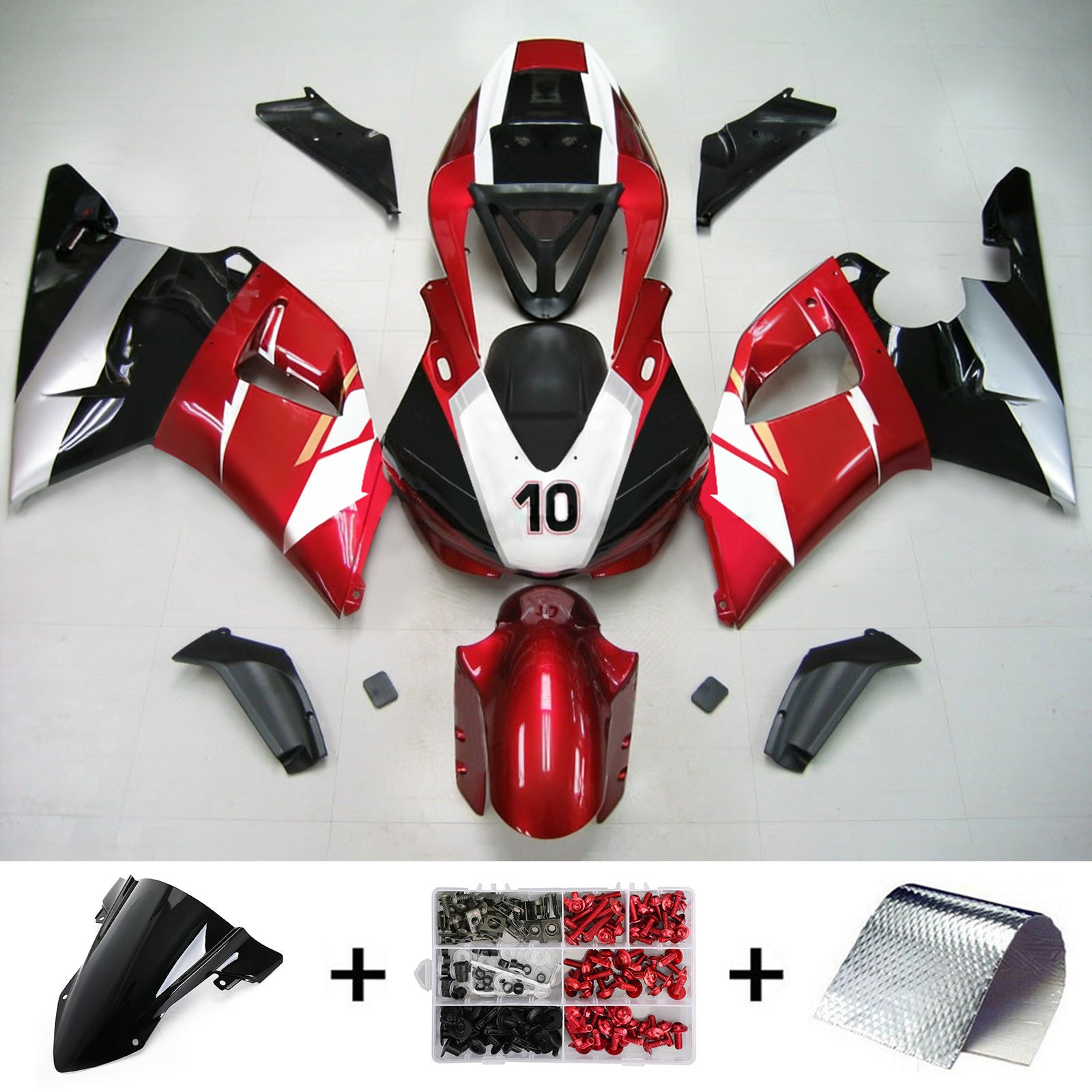 Amotopart Yamaha 1998-1999 YZF 1000 R1 Red Black Fairing Kit