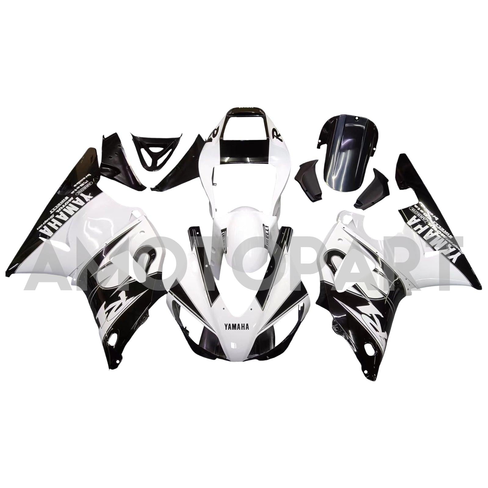 Amotopart Yamaha 1998-1999 YZF 1000 R1 White Mix Black Fairing Kit