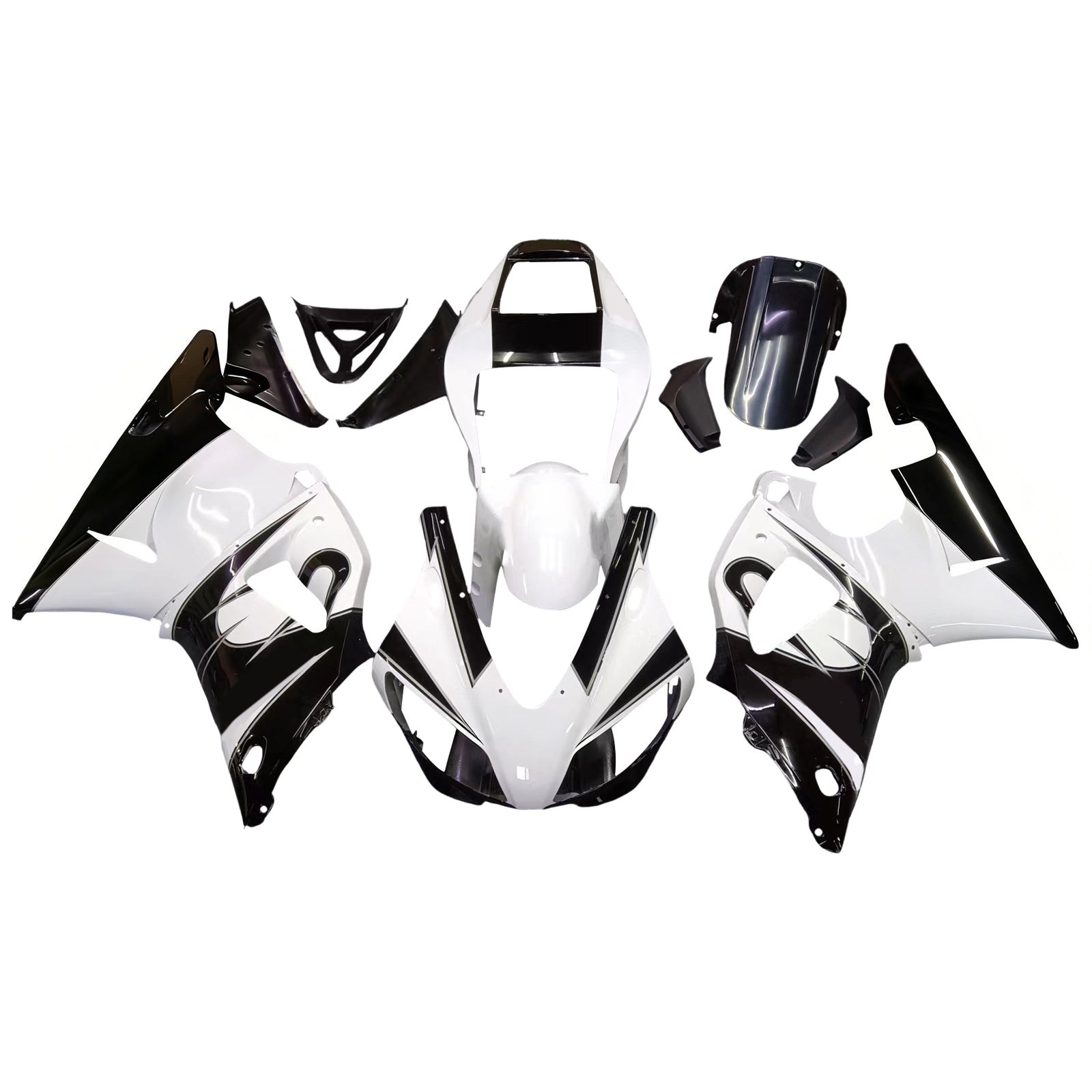 Amotopart Yamaha 1998-1999 YZF 1000 R1 White Mix Black Fairing Kit