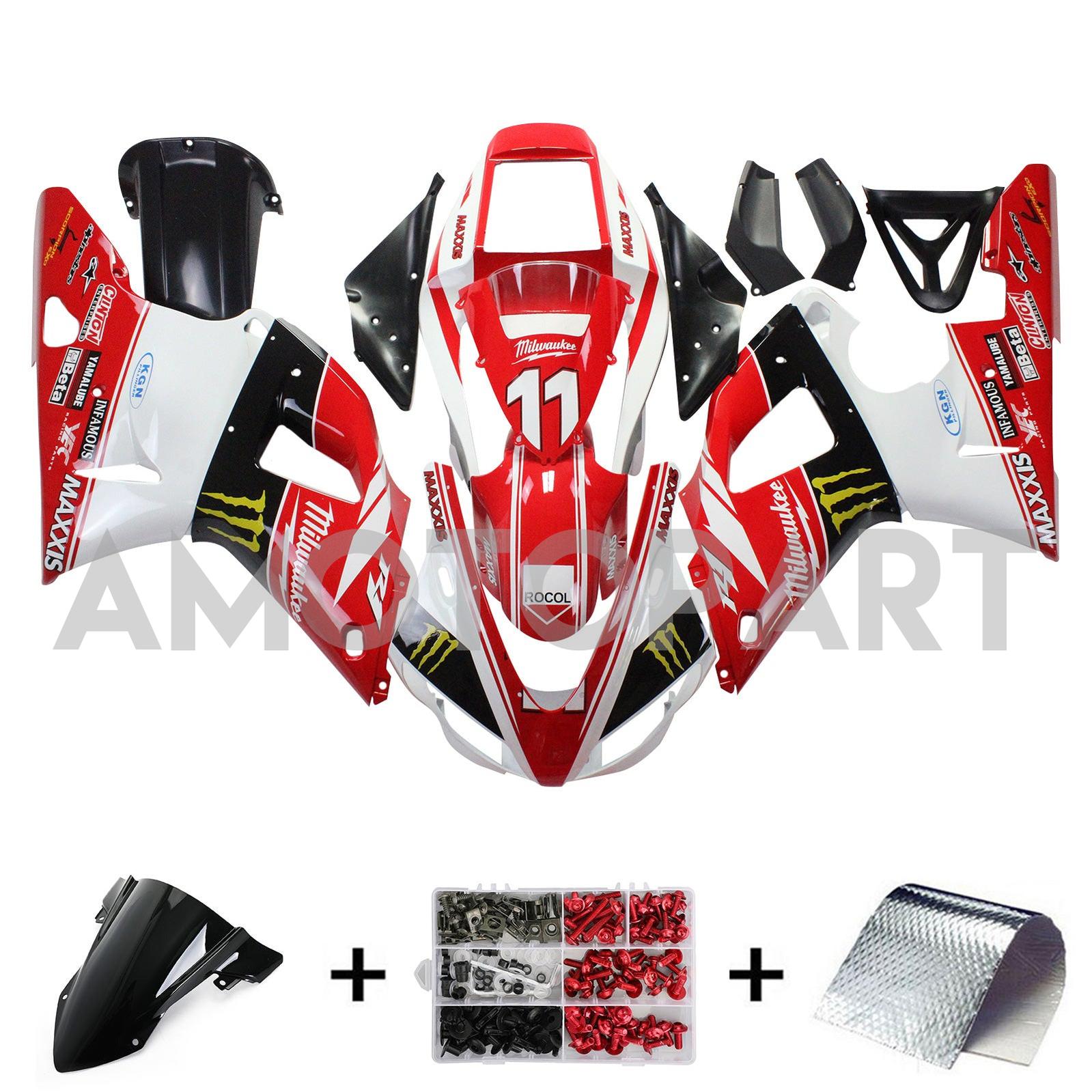 Amotopart Yamaha 1998-1999 YZF 1000 R1 Red With Claw Fairing Kit