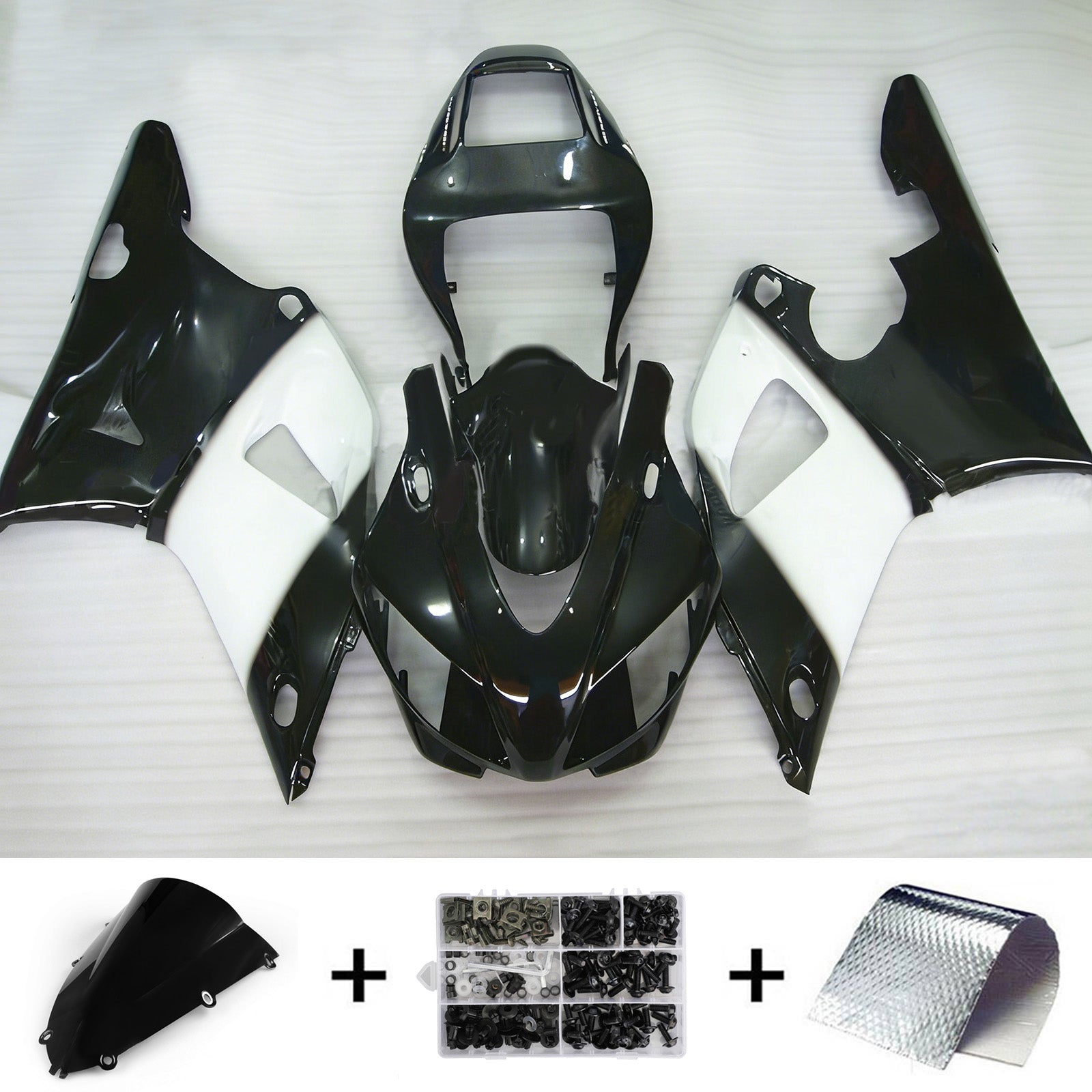 Amotopart 1998-1999 Yamaha YZF 1000 R1 Kit carena bianco e nero