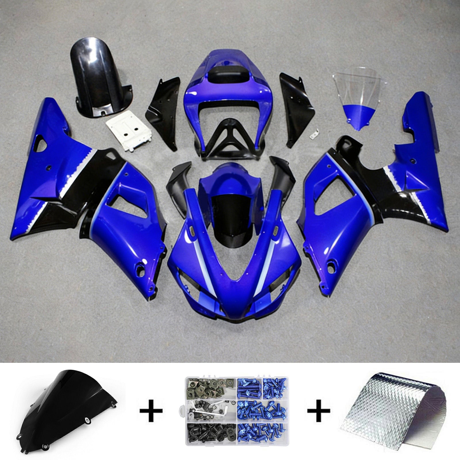 Amotopart 1998-1999 Yamaha YZF 1000 R1 blu e bianco con kit carena Monster Logo Style3