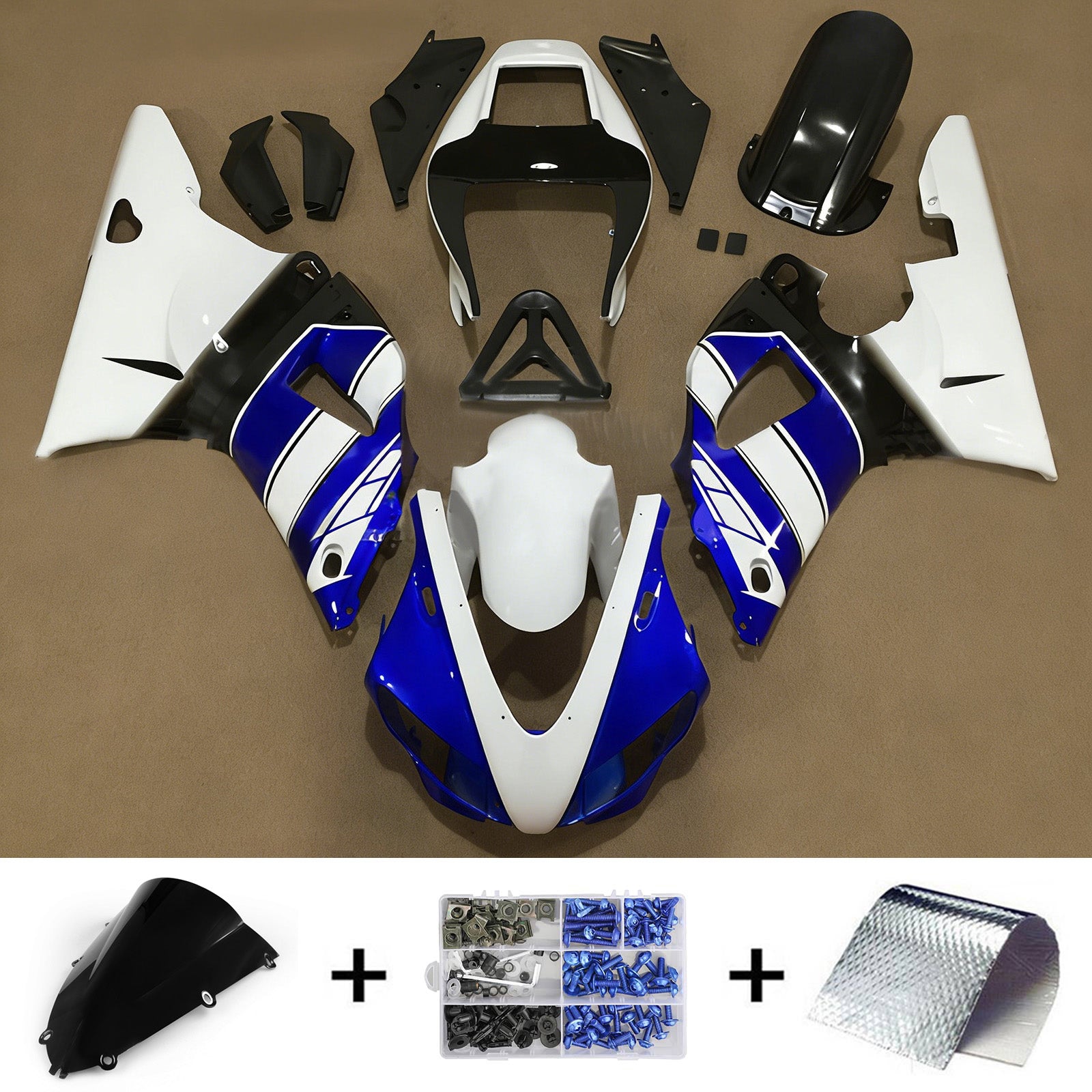 Amotopart 1998-1999 Kit carena Yamaha YZF 1000 R1 Blu&Bianco Style4