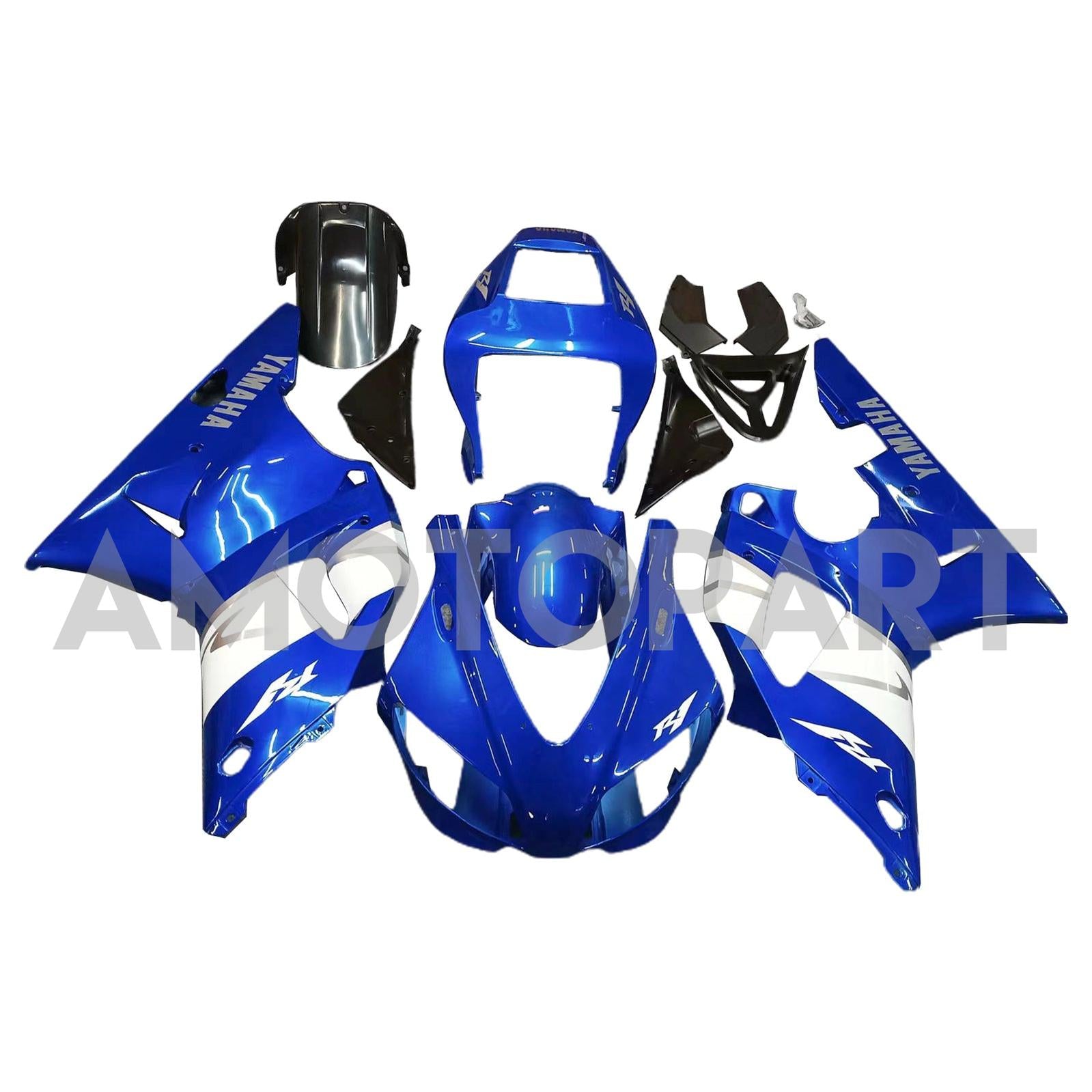 Amotopart 1998-1999 Yamaha YZF 1000 R1 Bleu&Kit de carénage blanc Style5