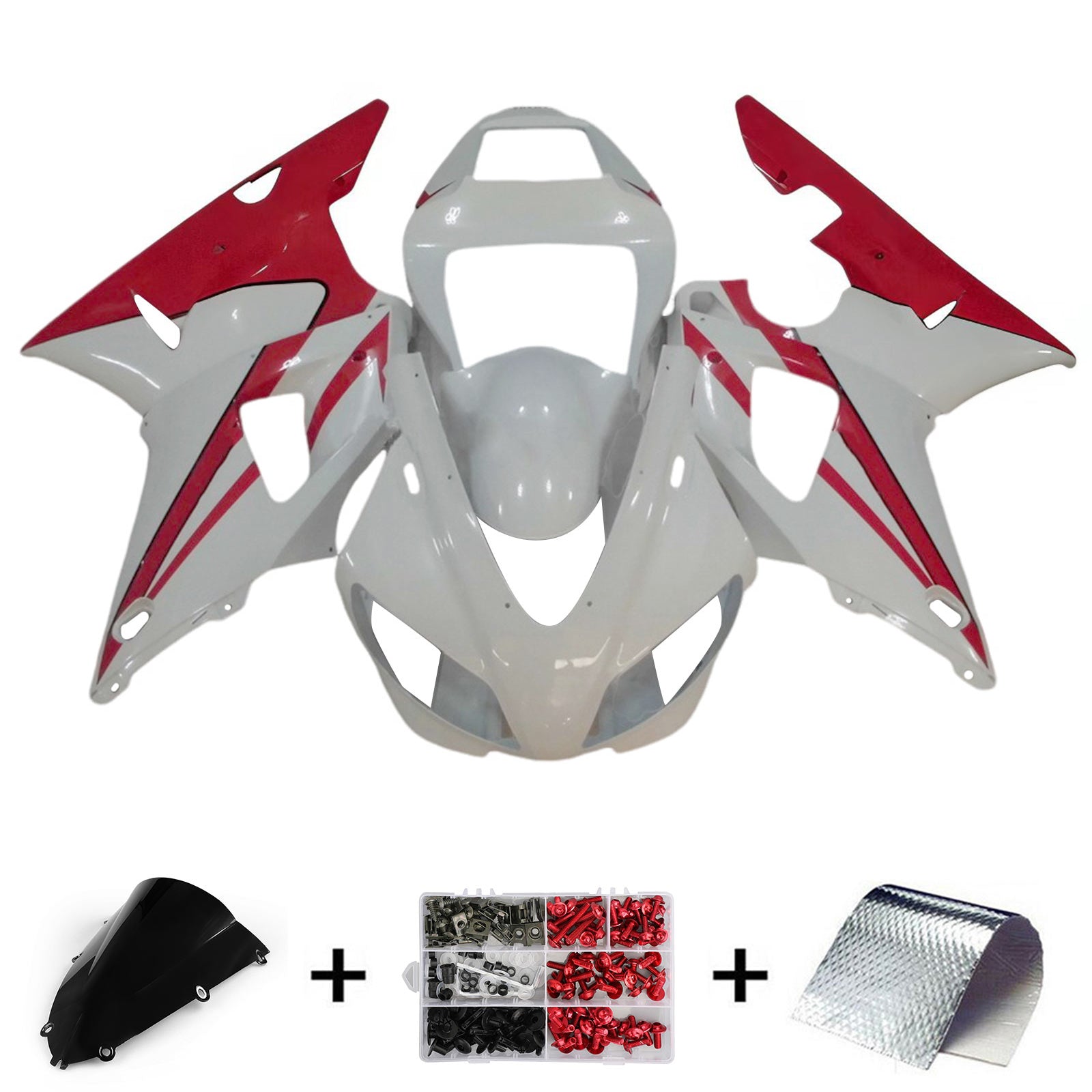 Amotopart 1998-1999 Yamaha YZF 1000 R1 White Red Fairing Kit