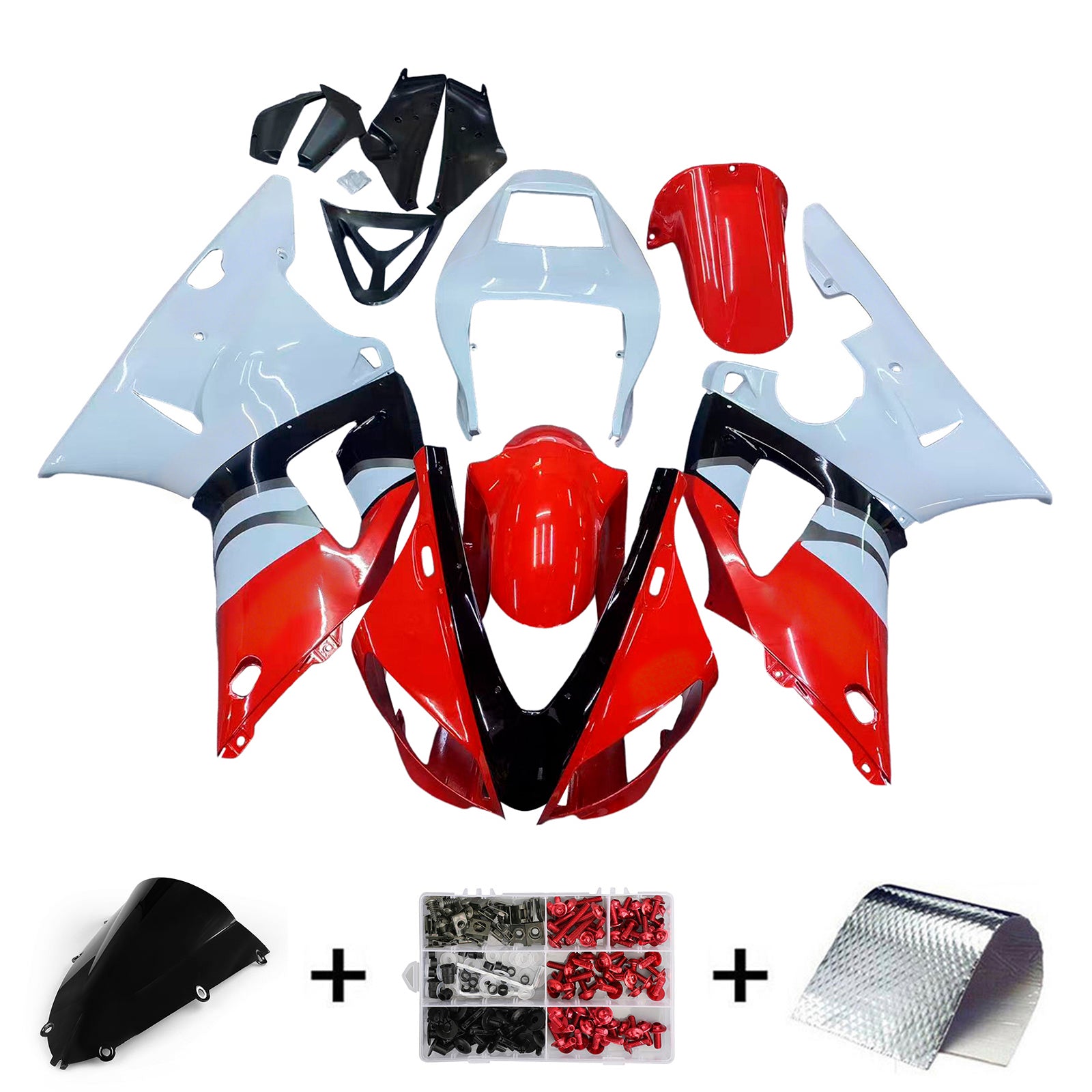 Amotopart 1998-1999 Kit carena Yamaha YZF 1000 R1 Nero Rosso Bianco