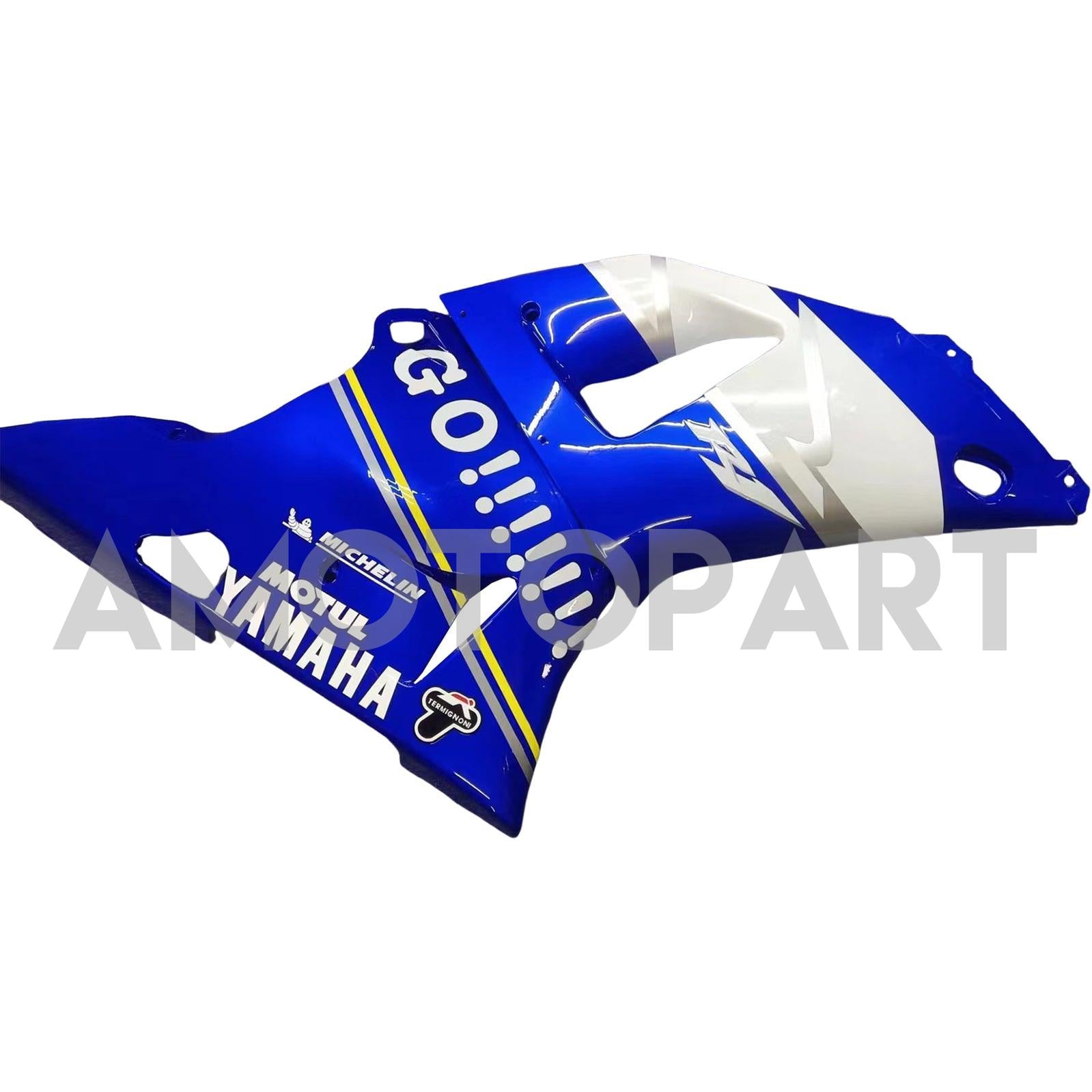 Amotopart 2000-2001 Yamaha YZF 1000 R1 Bleu&Kit de carénage blanc Style1