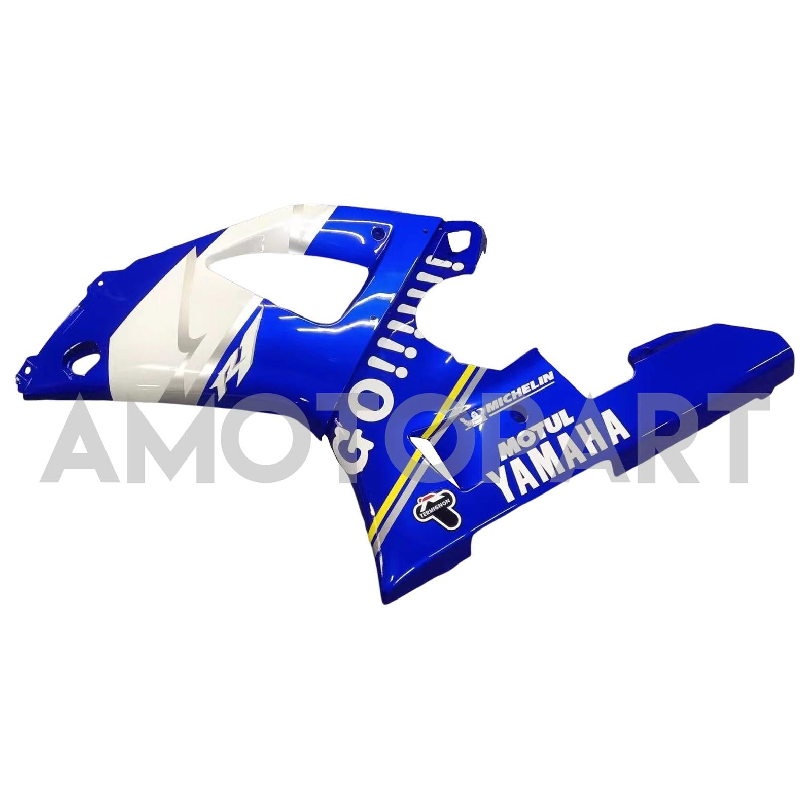 Amotopart 2000-2001 Yamaha YZF 1000 R1 Bleu&Kit de carénage blanc Style1