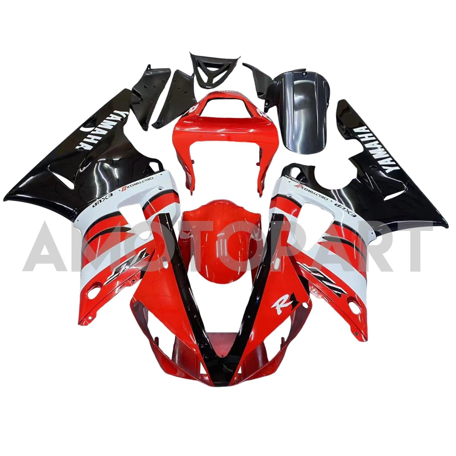 Amotopart 2000-2001 Yamaha YZF 1000 R1 Rot&Schwarzes Verkleidungskit