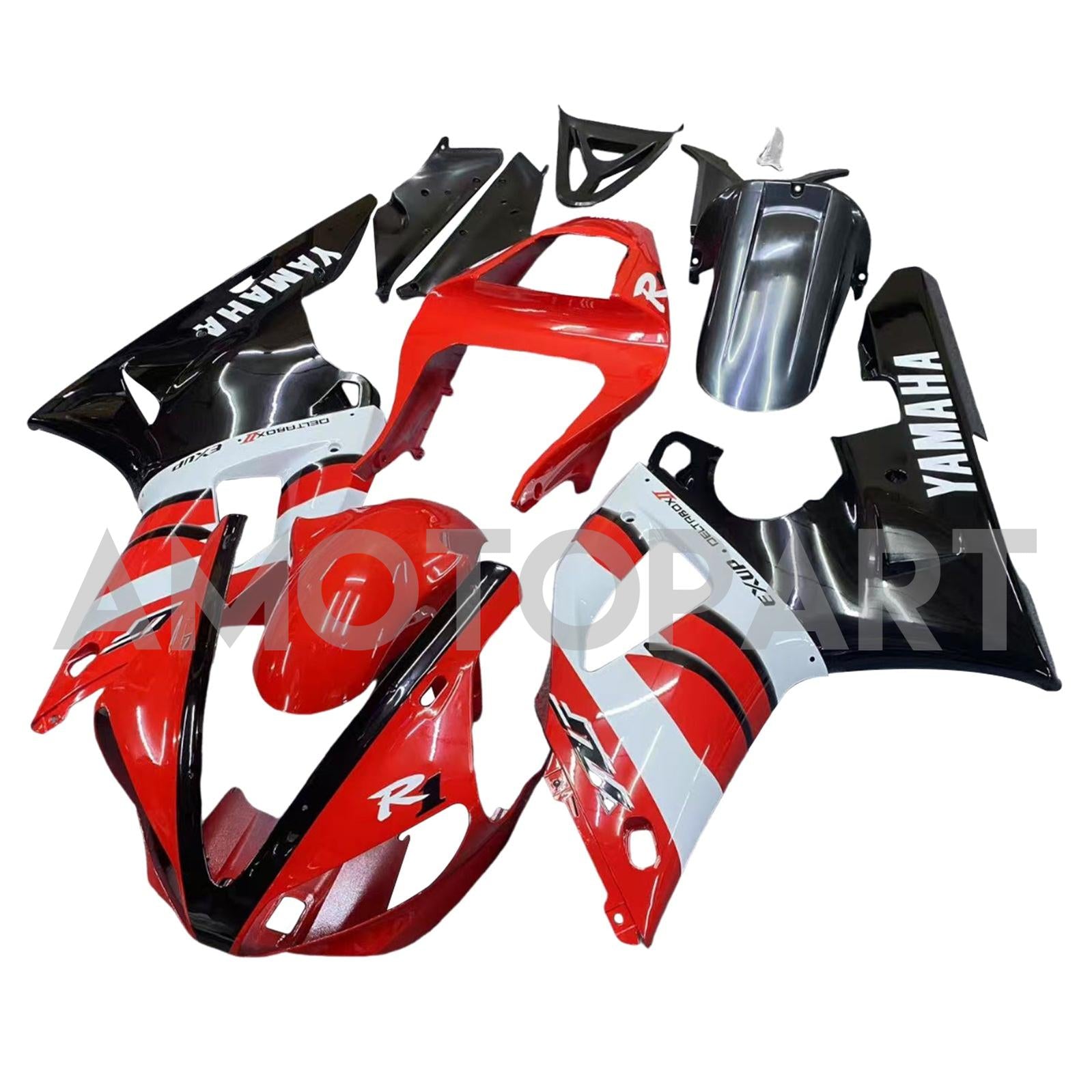 Amotopart 2000-2001 Yamaha YZF 1000 R1 Rot&Schwarzes Verkleidungskit