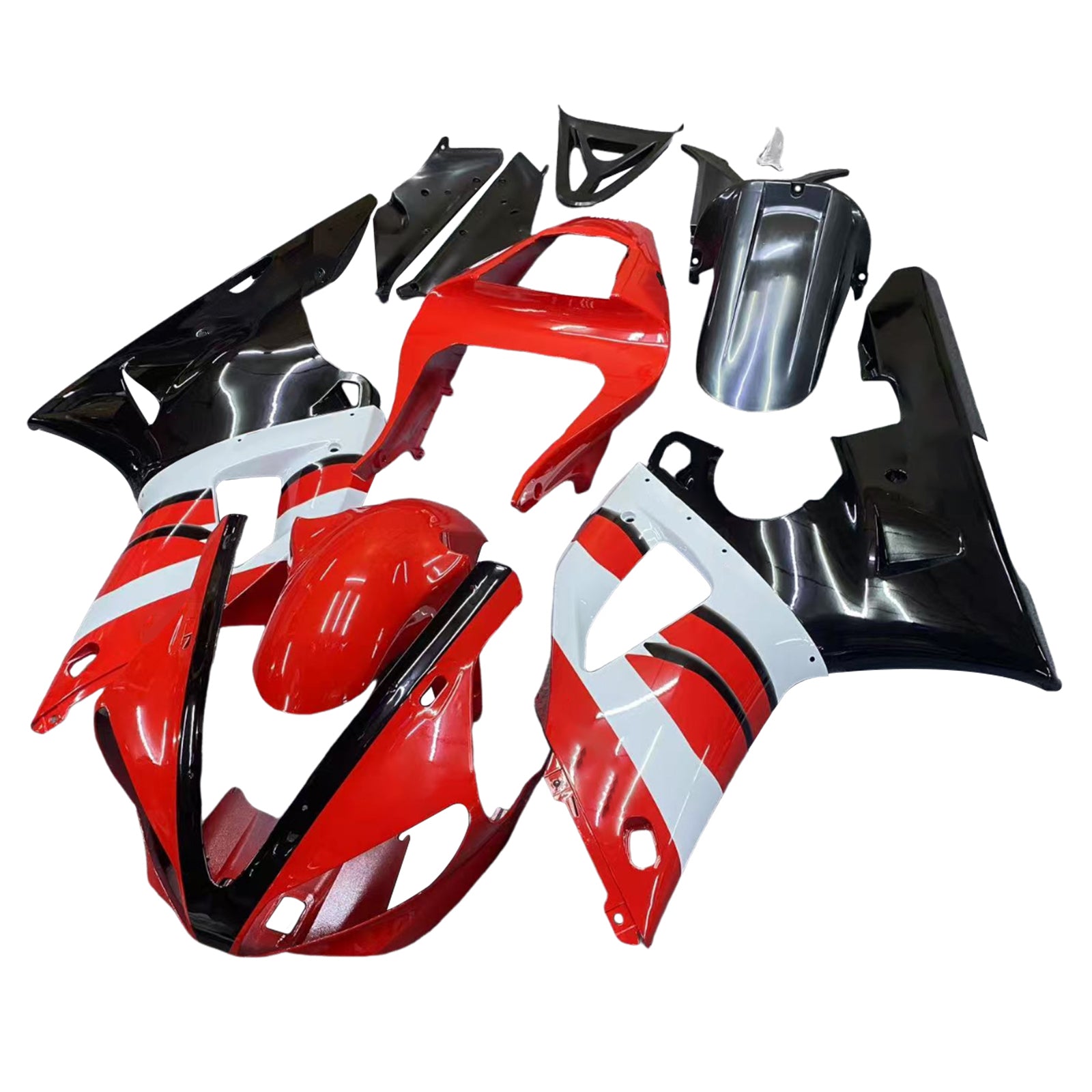 Amotopart 2000-2001 Yamaha YZF 1000 R1 Red & Black Fairing Kit