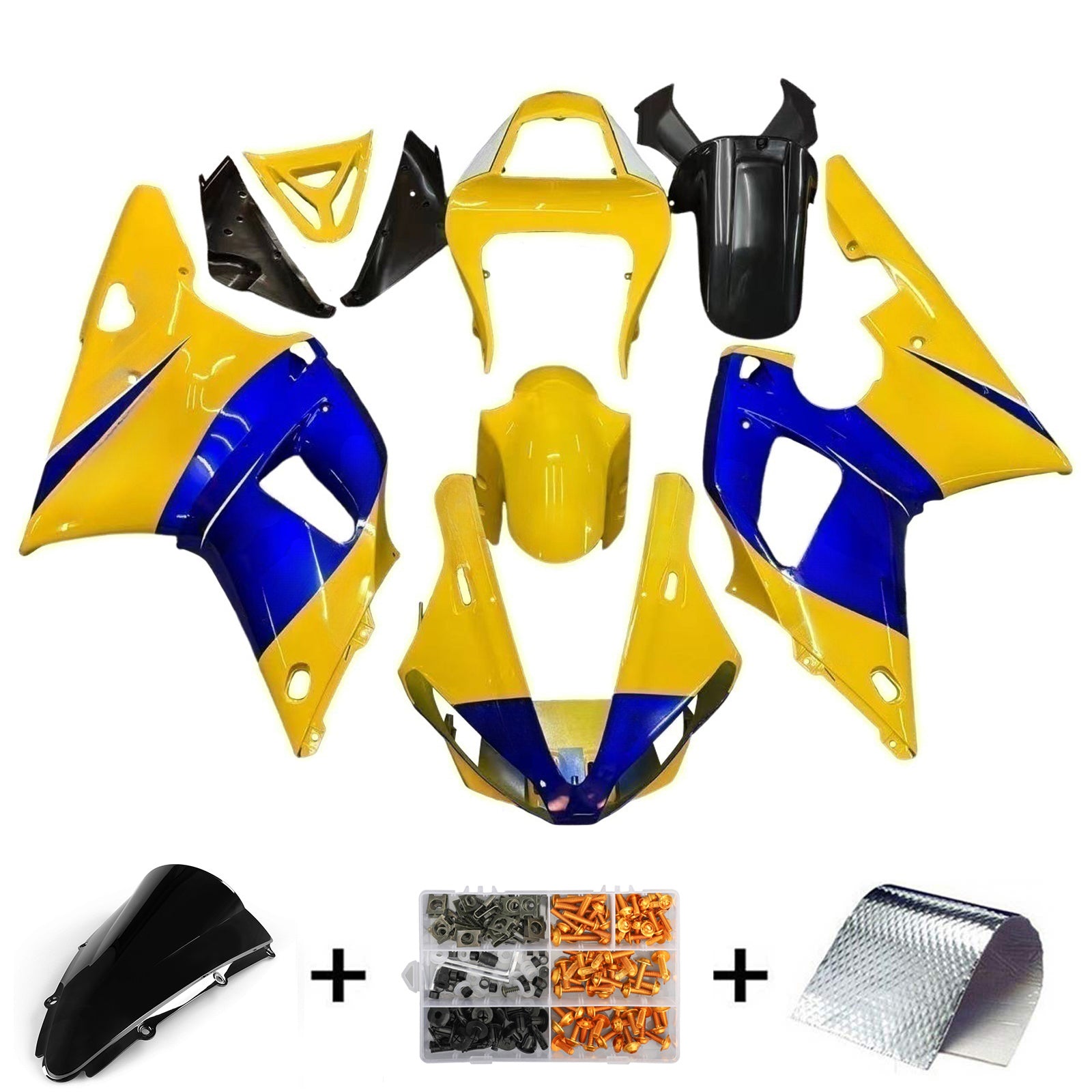 Amotopart 2000-2001 ヤマハ YZF 1000 R1 ブルー&イエロー フェアリングキット