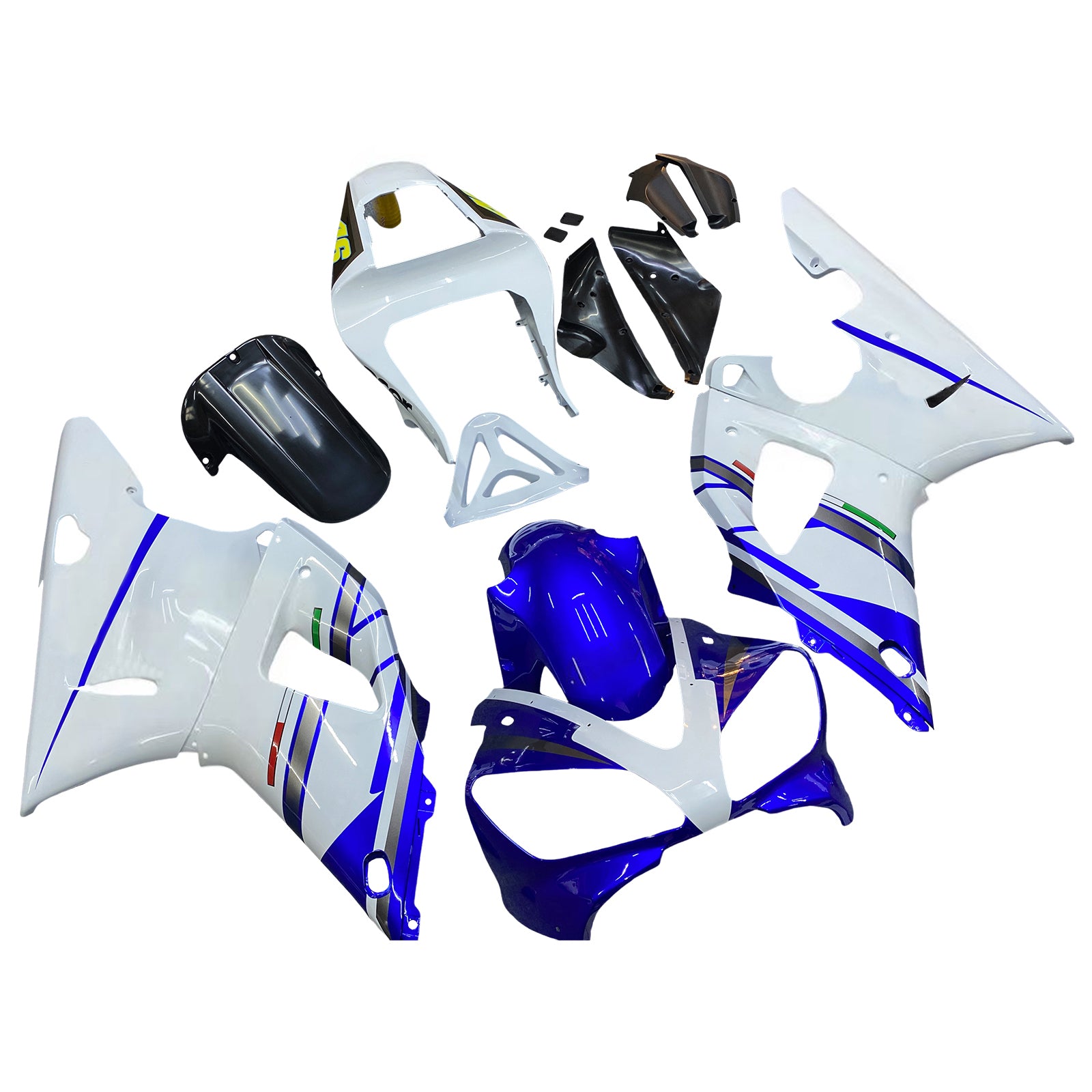 Amotopart 2000-2001 Yamaha YZF 1000 R1 Blue&White Style2 Fairing Kit