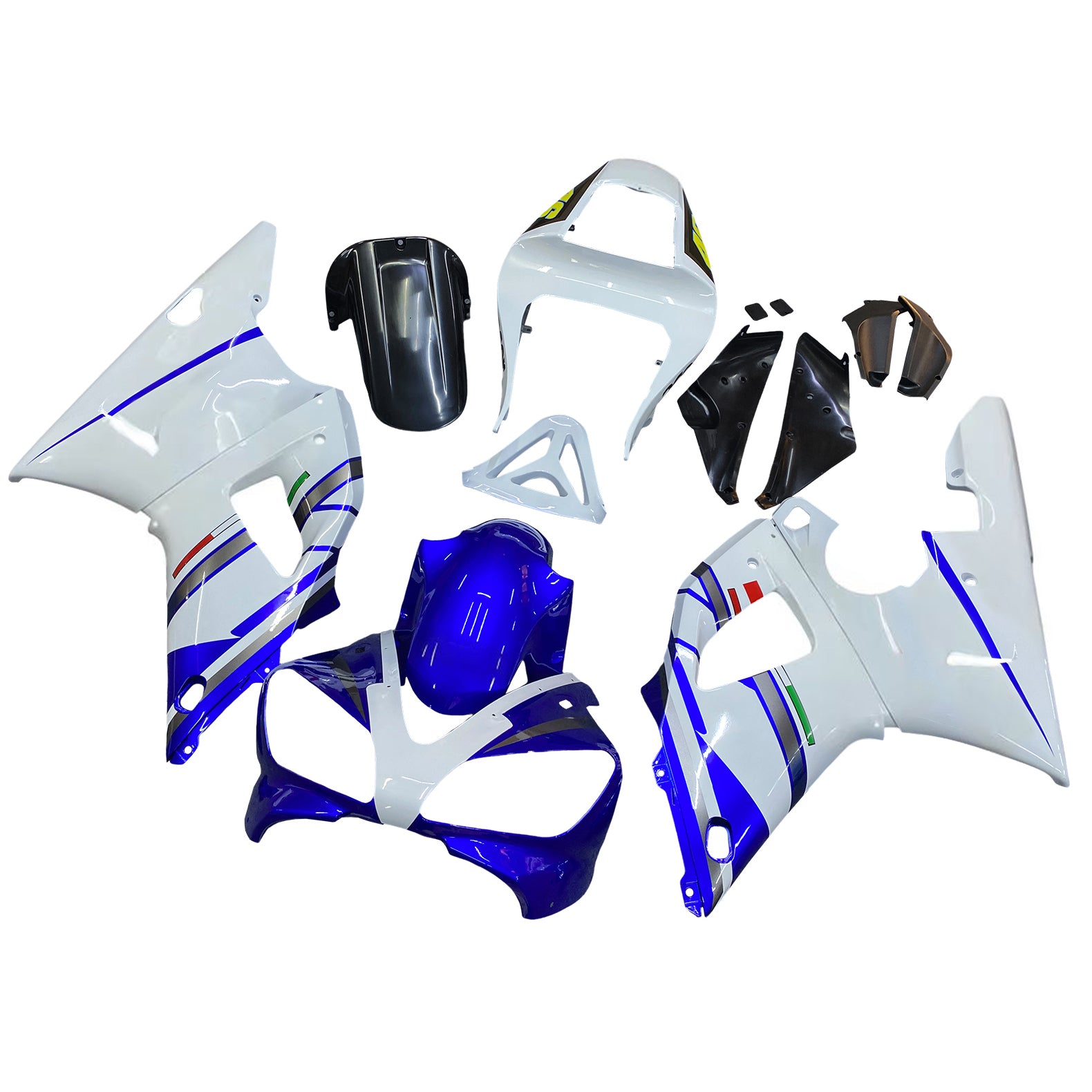 Amotopart 2000-2001 Yamaha YZF 1000 R1 Blue&White Style2 Fairing Kit