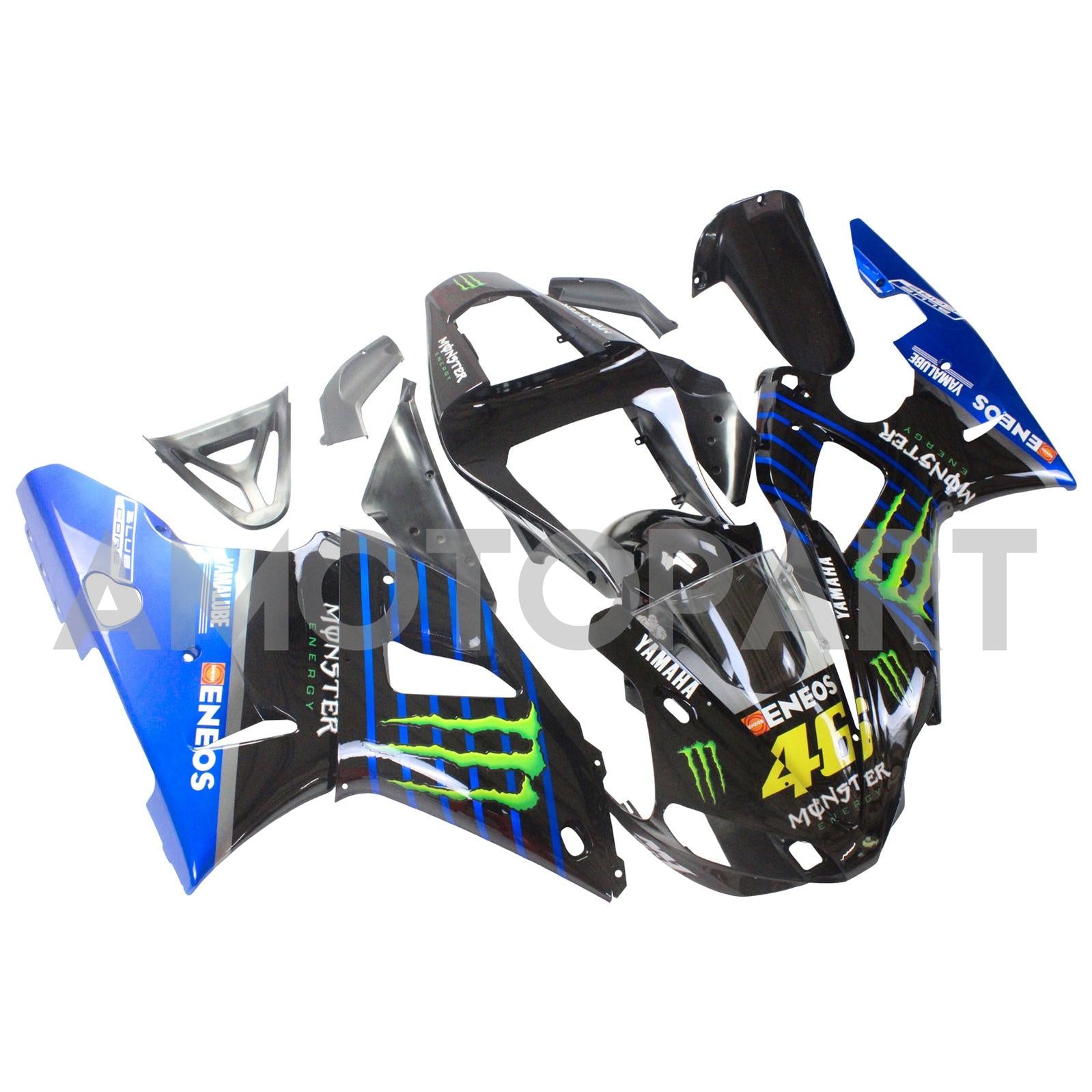 Amotopart ヤマハ 2000-2001 YZF 1000 R1 ブルーブラッククローフェアリングキット