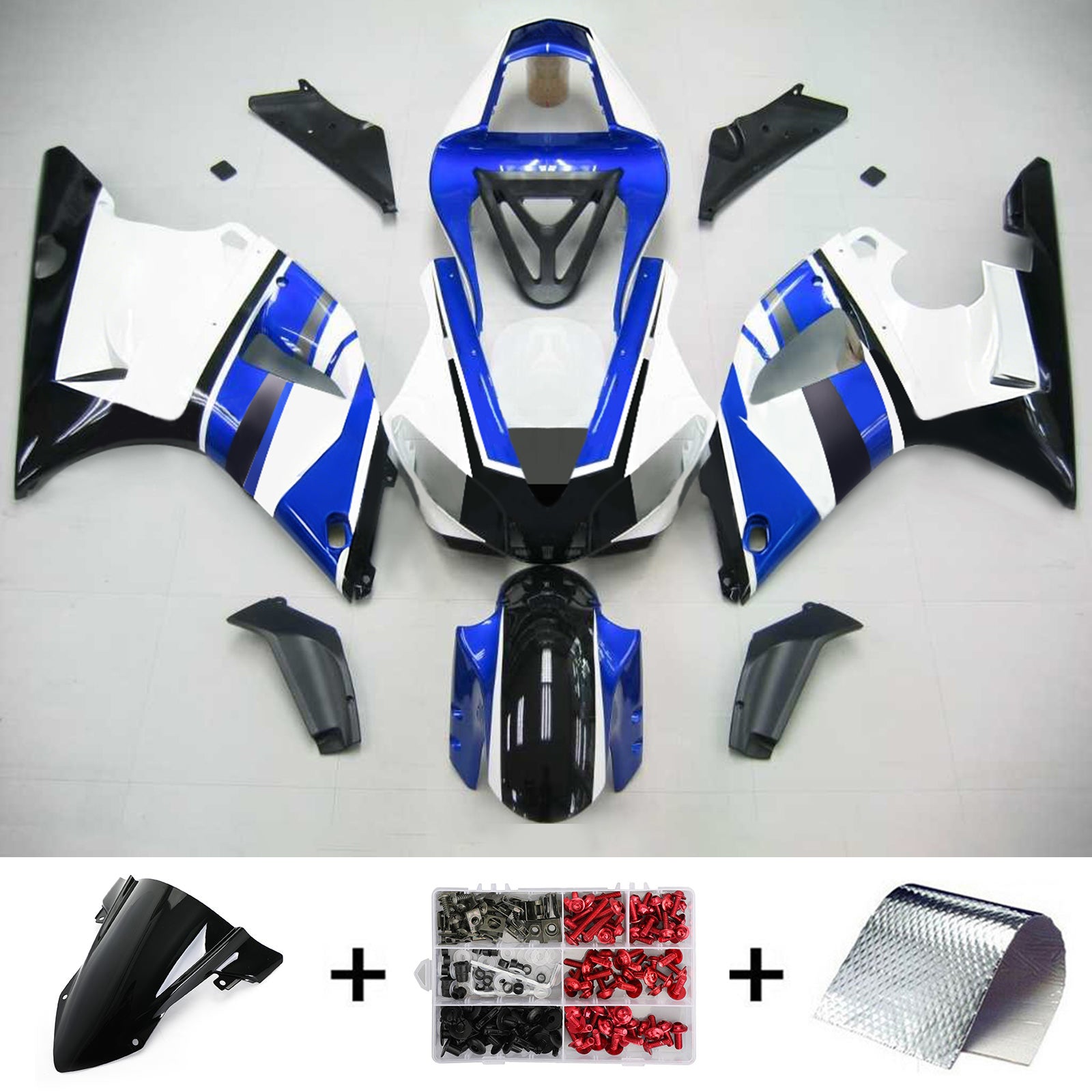 Amotopart Yamaha 2000-2001 YZF 1000 R1 Blue White Fairing Kit