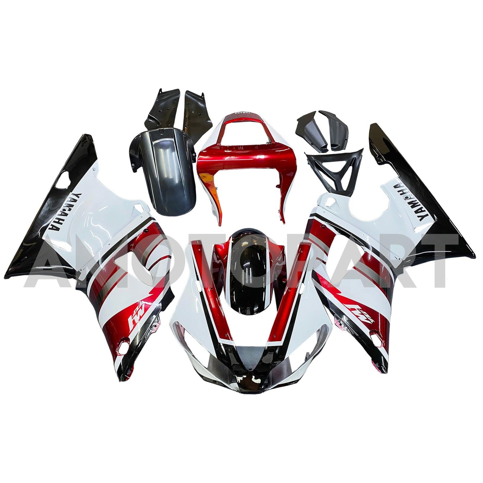 Amotopart Yamaha 2000-2001 YZF 1000 R1 Red White Fairing Kit