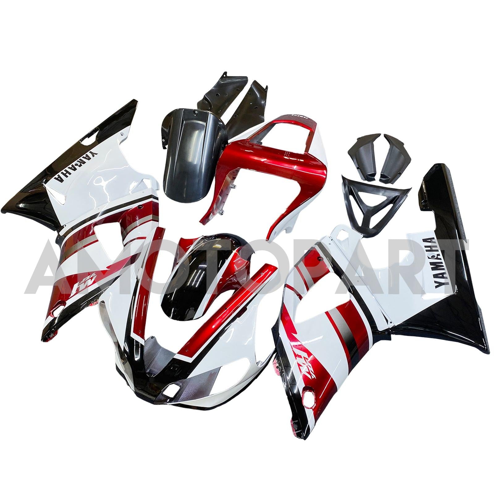 Amotopart Yamaha 2000-2001 YZF 1000 R1 Red White Fairing Kit