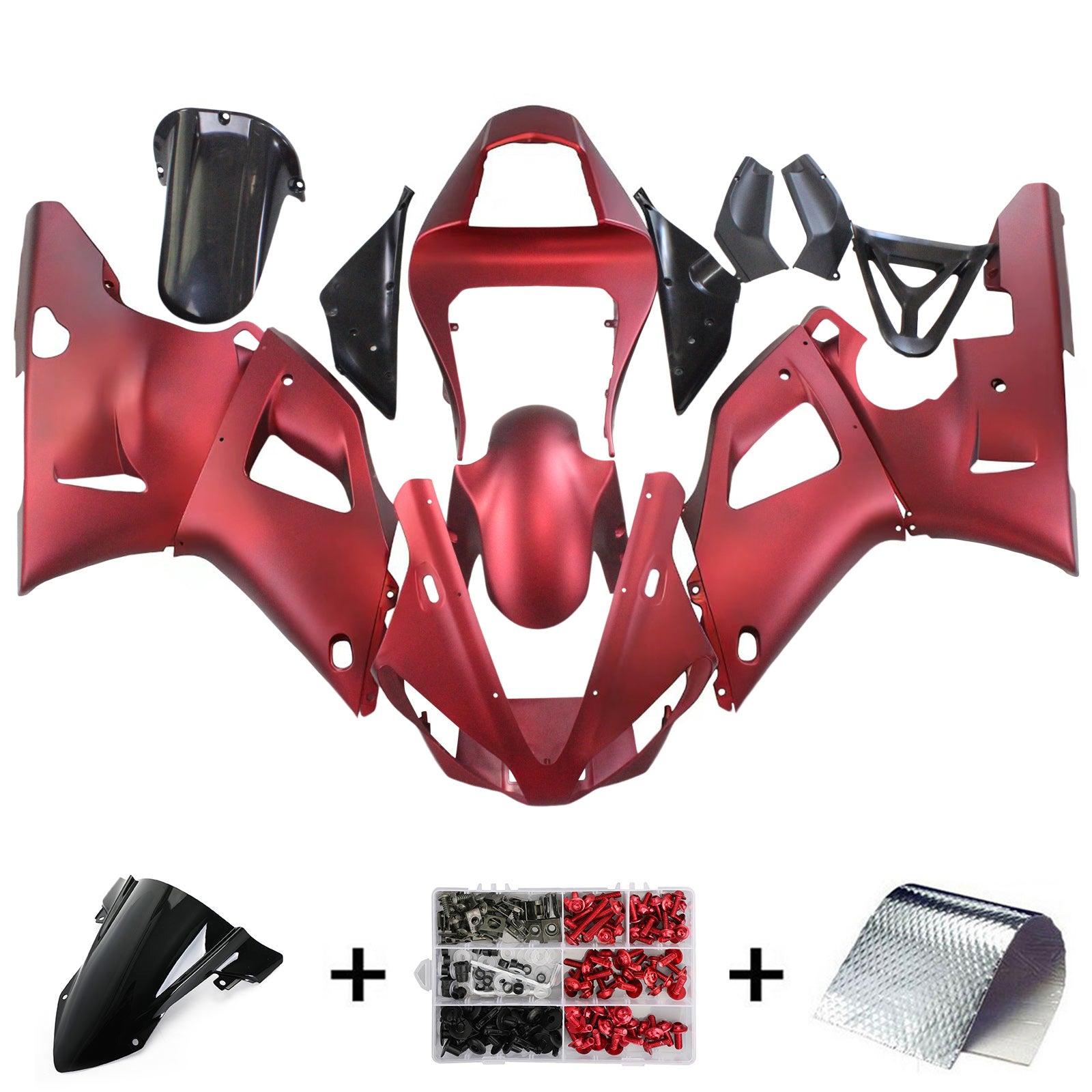 Amotopart Yamaha 2000-2001 YZF 1000 R1 Matte Red Fairing Kit