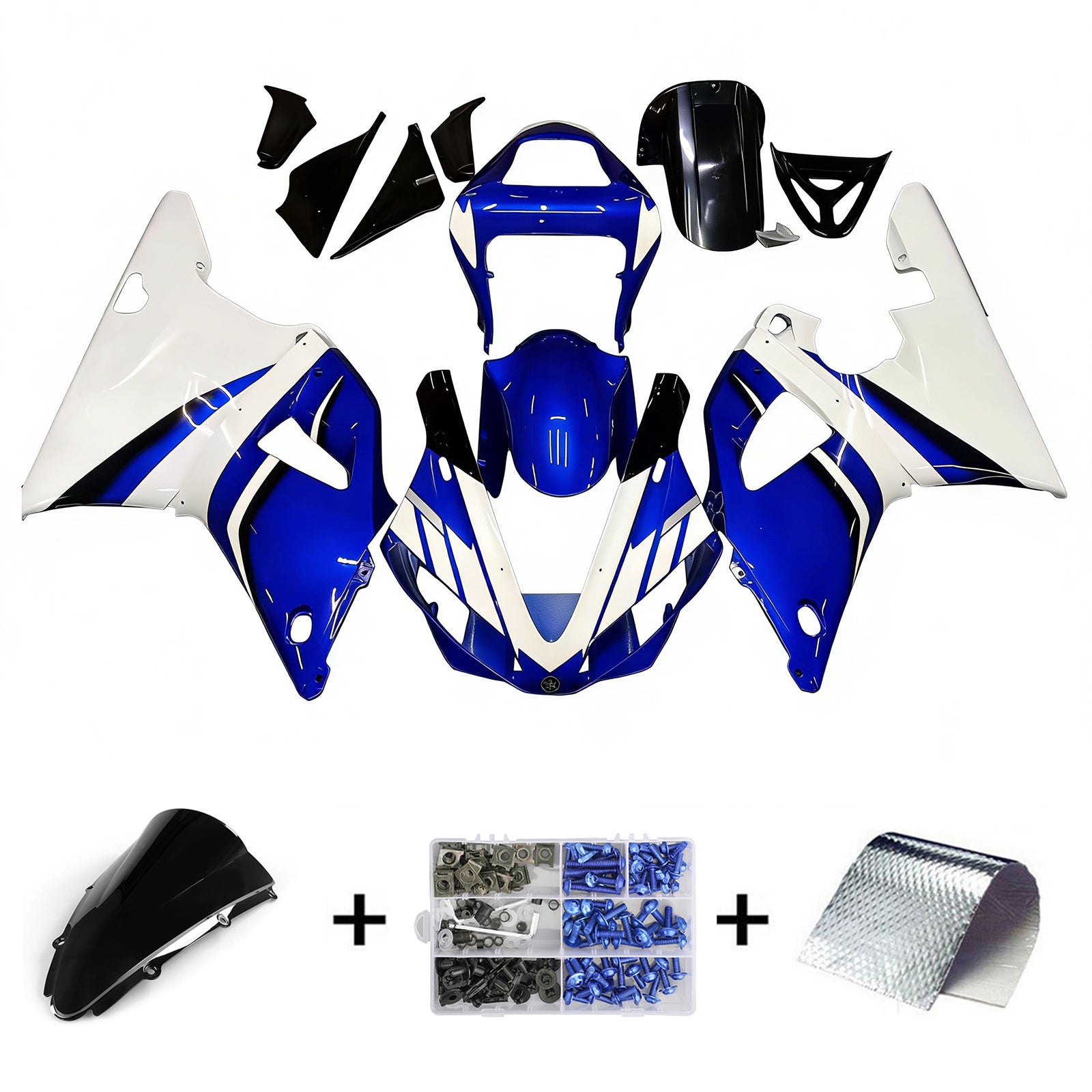 Amotopart 2000–2001 YZF 1000 R1 Yamaha Blau&Verkleidungssatz White Style1