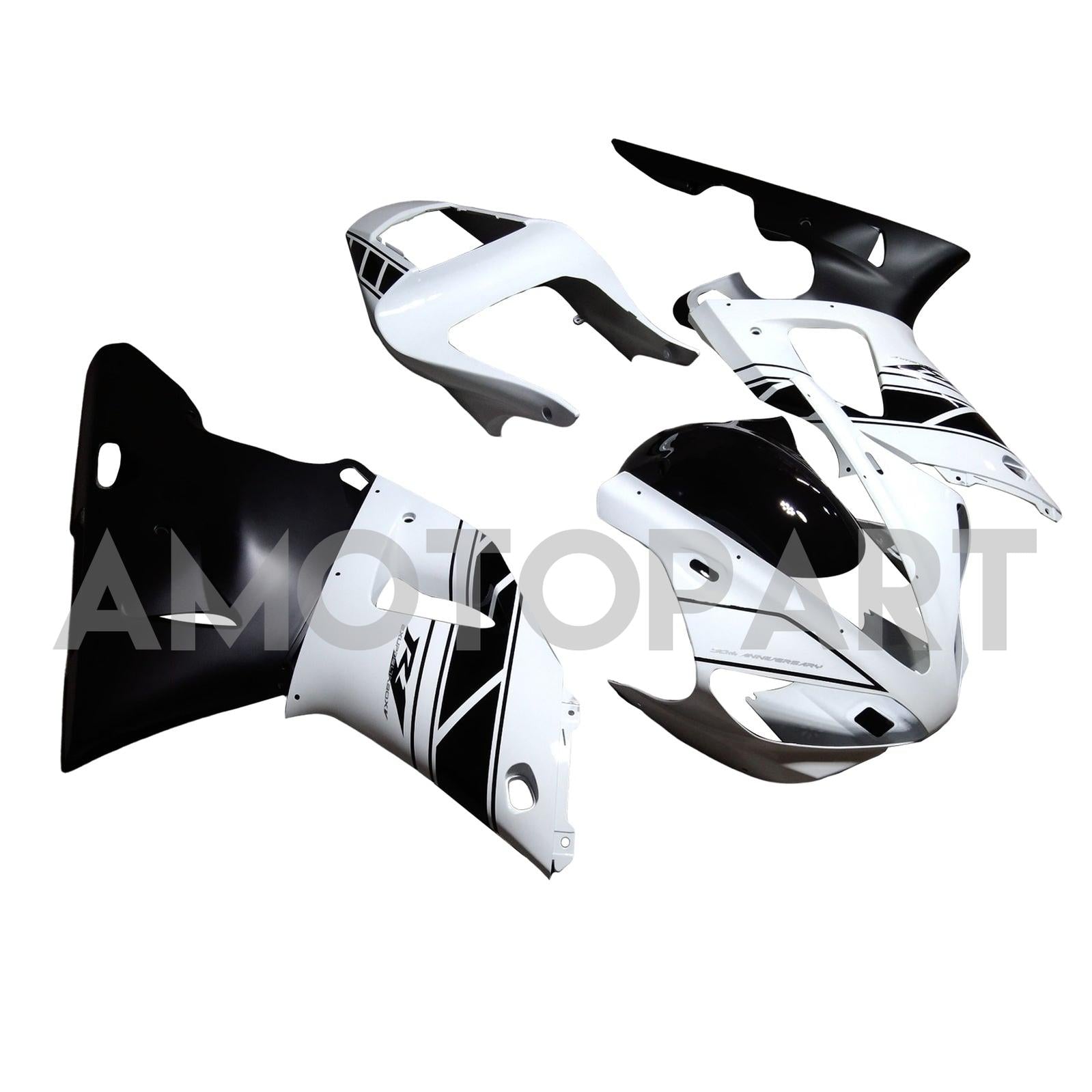 Amotopart 2000-2001 YZF 1000 R1 Yamaha Noir&Kit de carénage blanc Style2