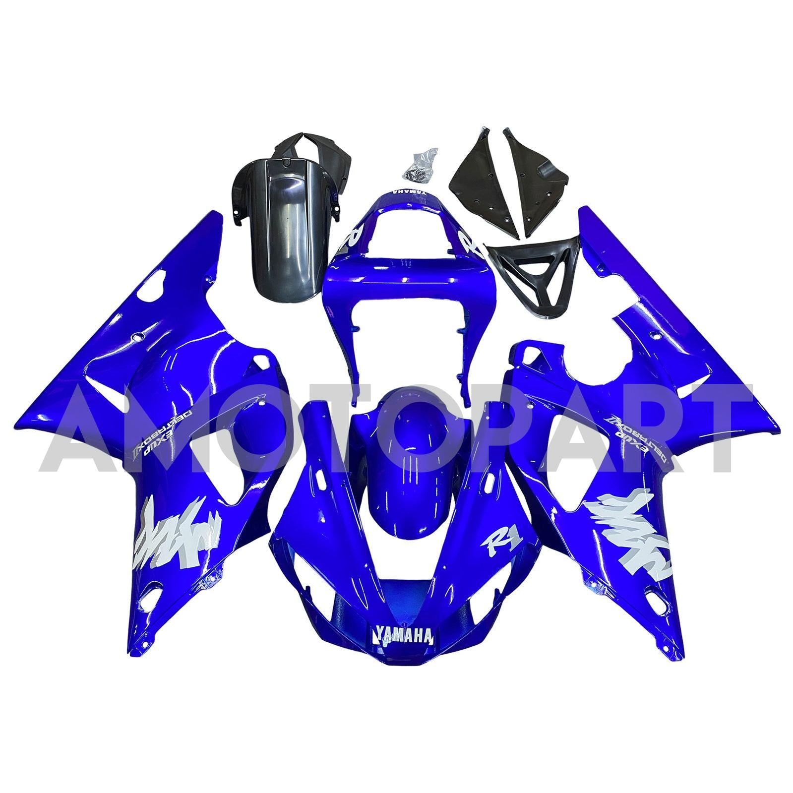 Amotopart 2000-2001 YZF 1000 R1 Yamaha Bleu&Kit de carénage blanc Style4